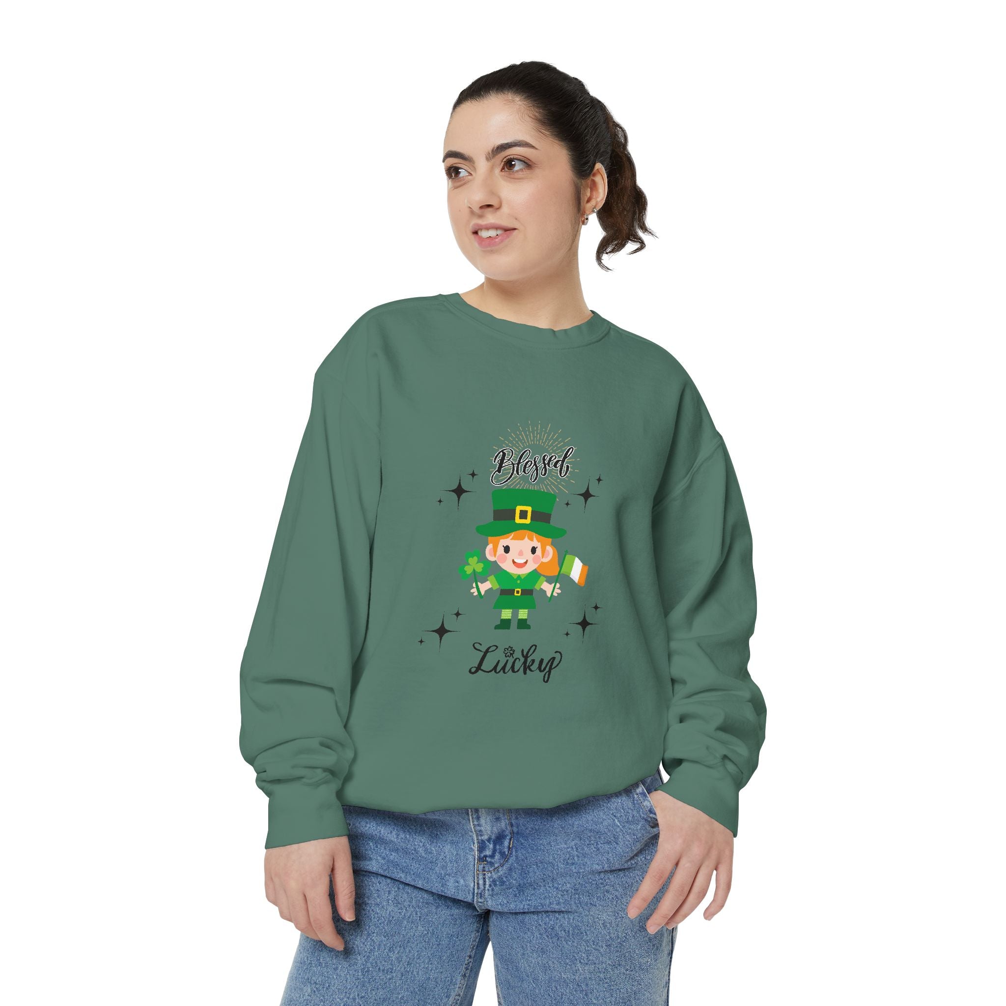 Blessed & Lucky Unisex Garment-Dyed Sweatshirt