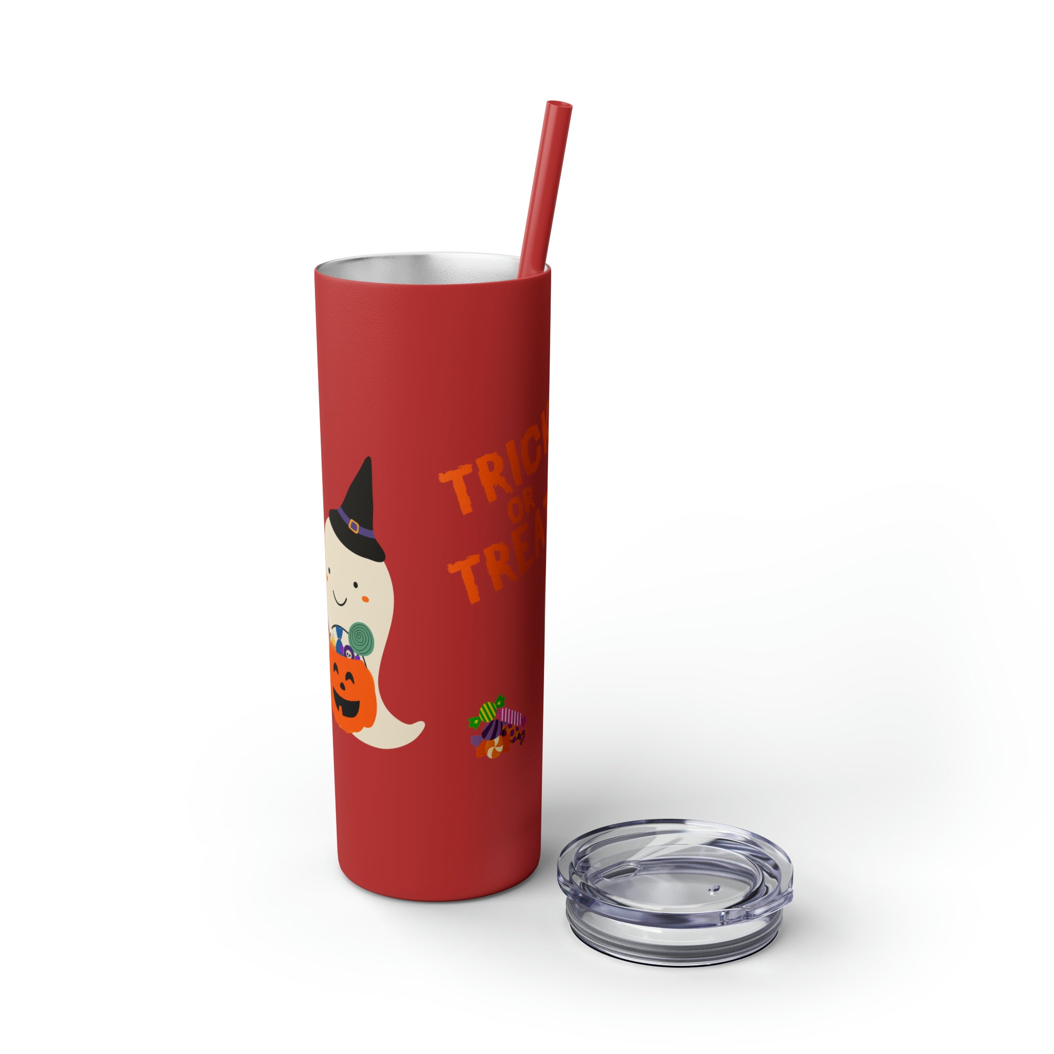 Trick or Treat Skinny Tumbler with Straw, 20oz