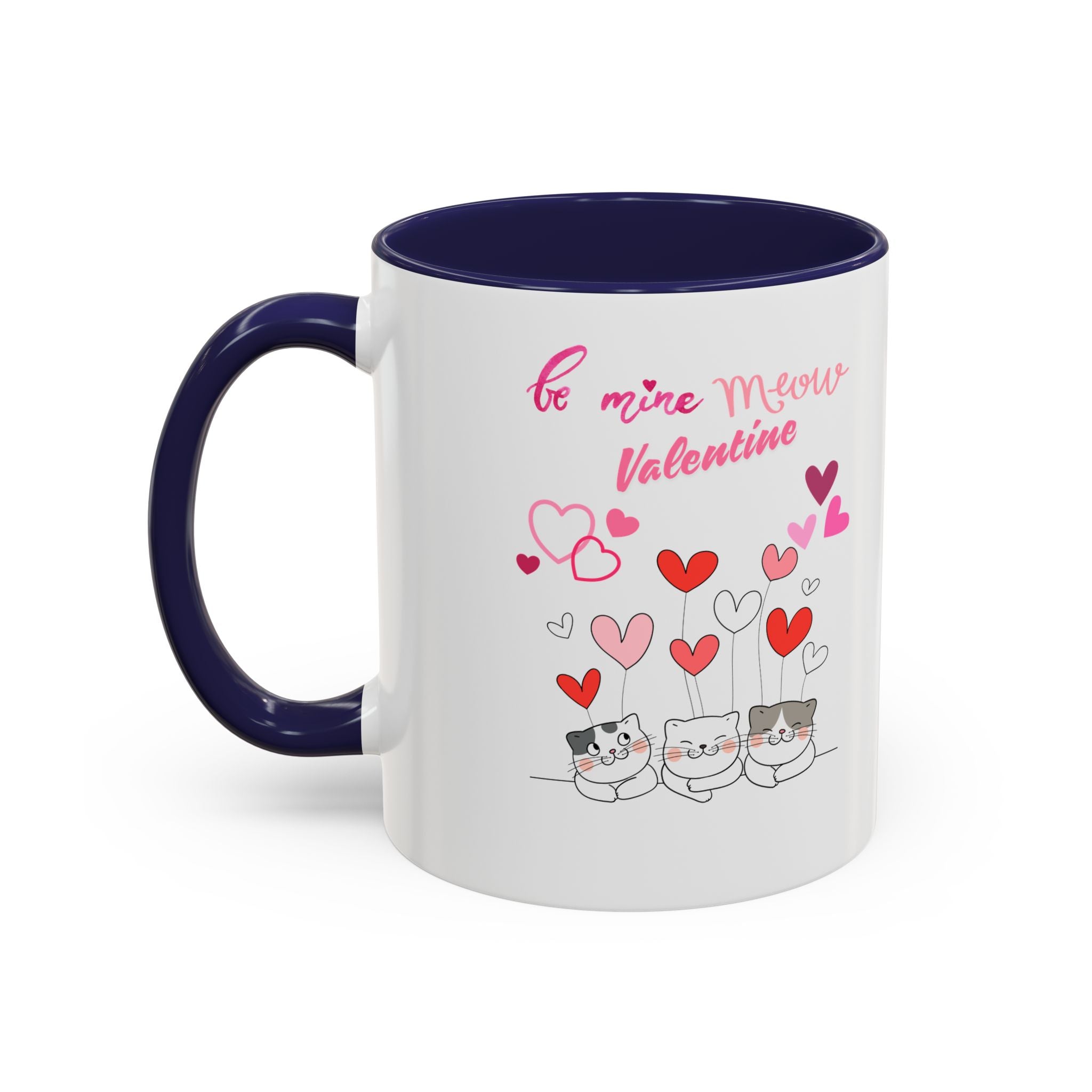 Meow Valentine's Day Accent Coffee Mug (11, 15oz)