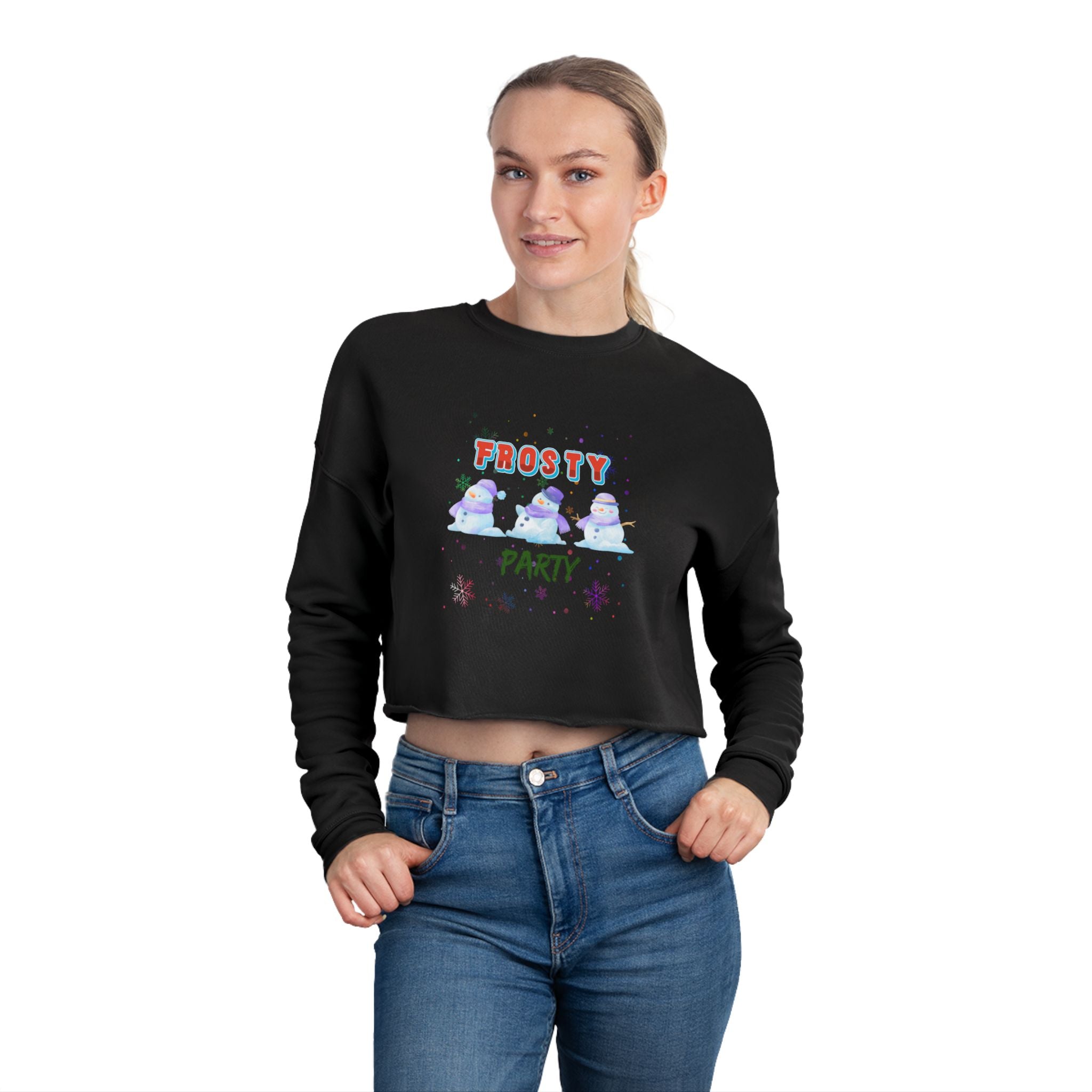 Frosty Party Women's Cropped Sweatshirt