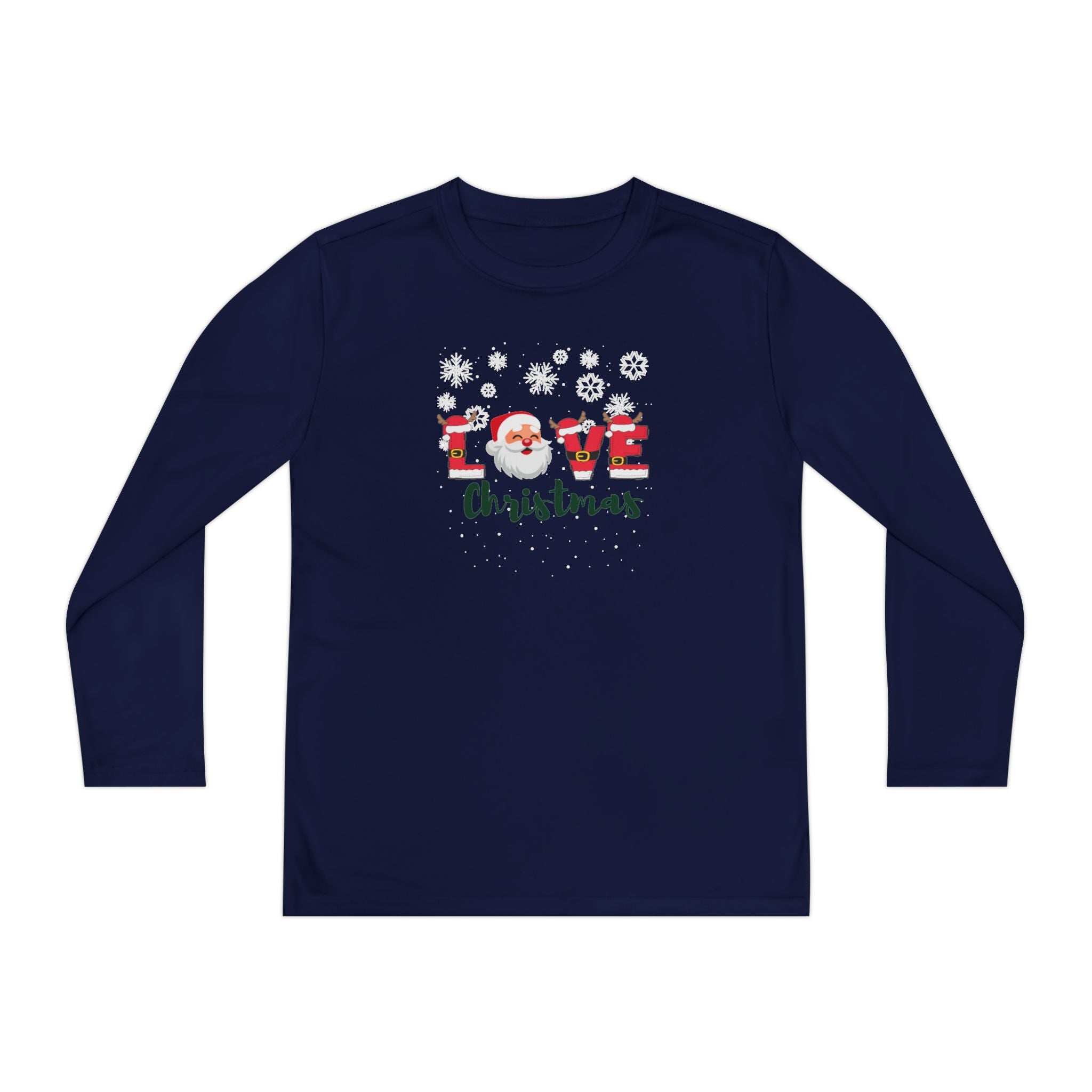 Santa Claus Loves Christmas Youth Long Sleeve Competitor Tee