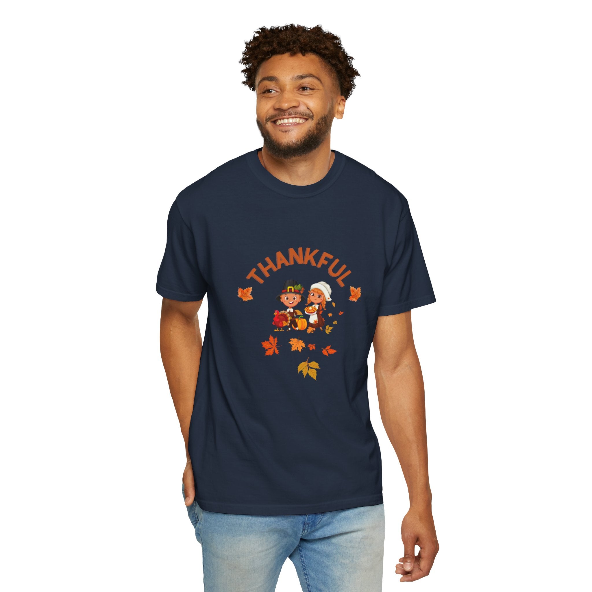 Pilgrims Turkey Day Unisex Garment-Dyed T-shirt