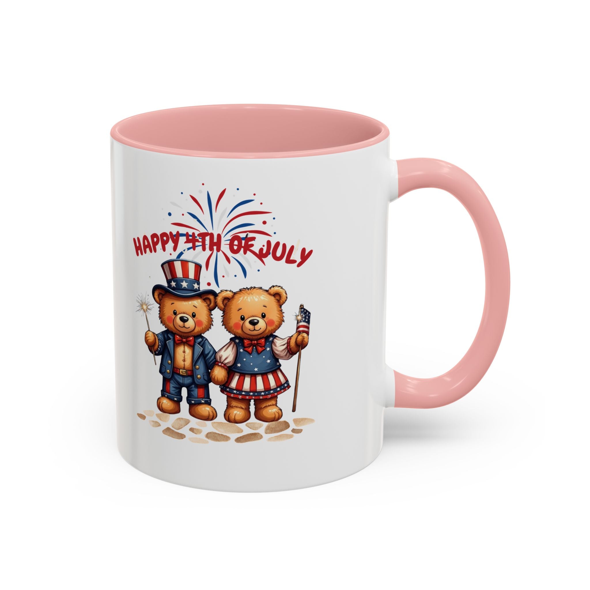 Happy 4th of July Teddy Bear Couple Coffee Mug