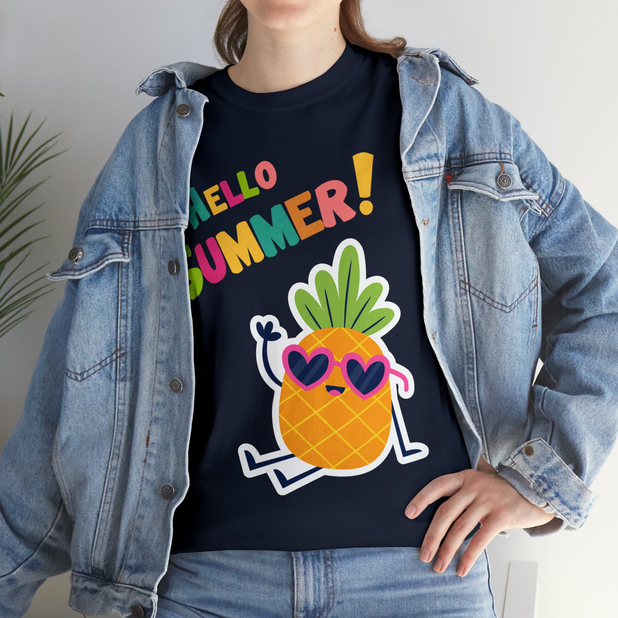 Hello Pineapple Summer Unisex Heavy Cotton Tee