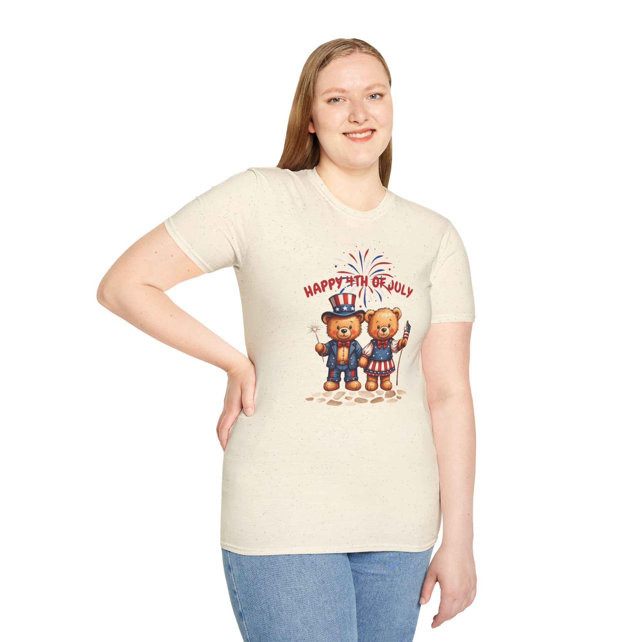 Happy 4th of July Teddy Bear Couple Unisex T-Shirt