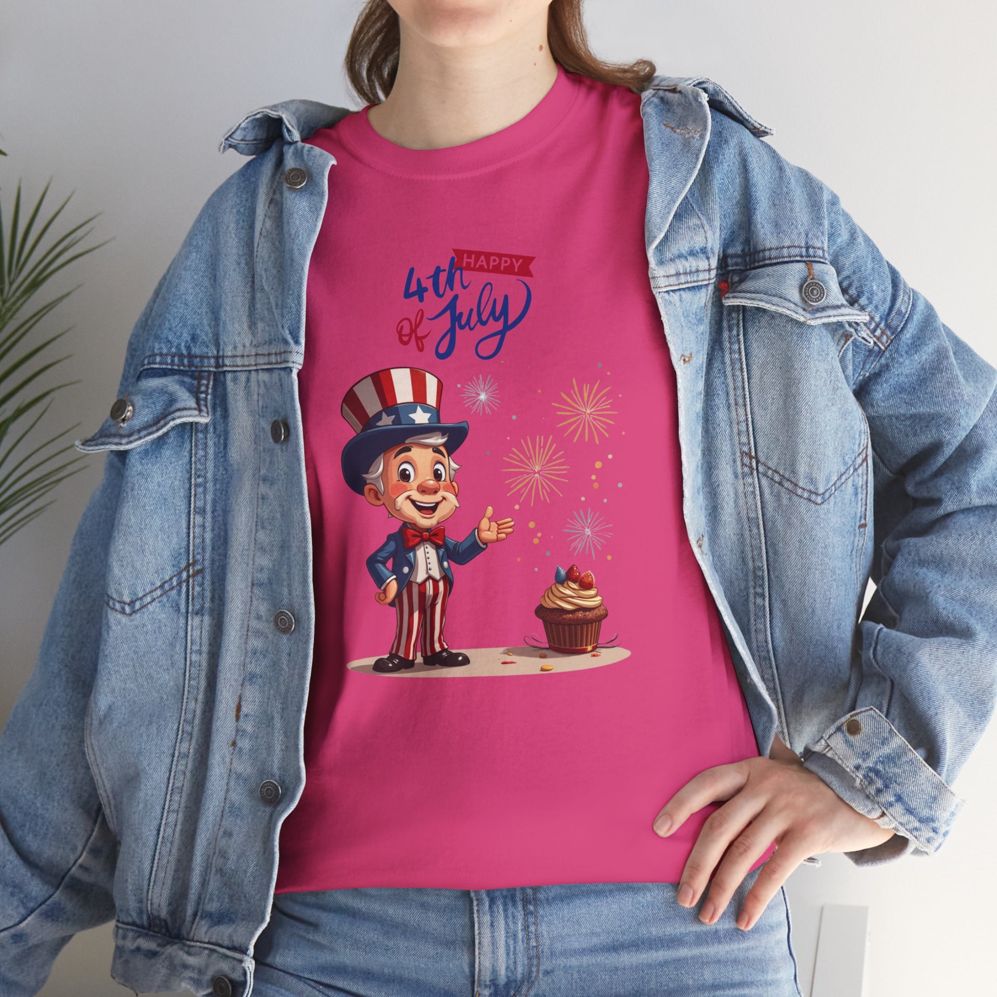 Uncle Sam Tee Happy of July, Unisex Heavy Cotton Shirt