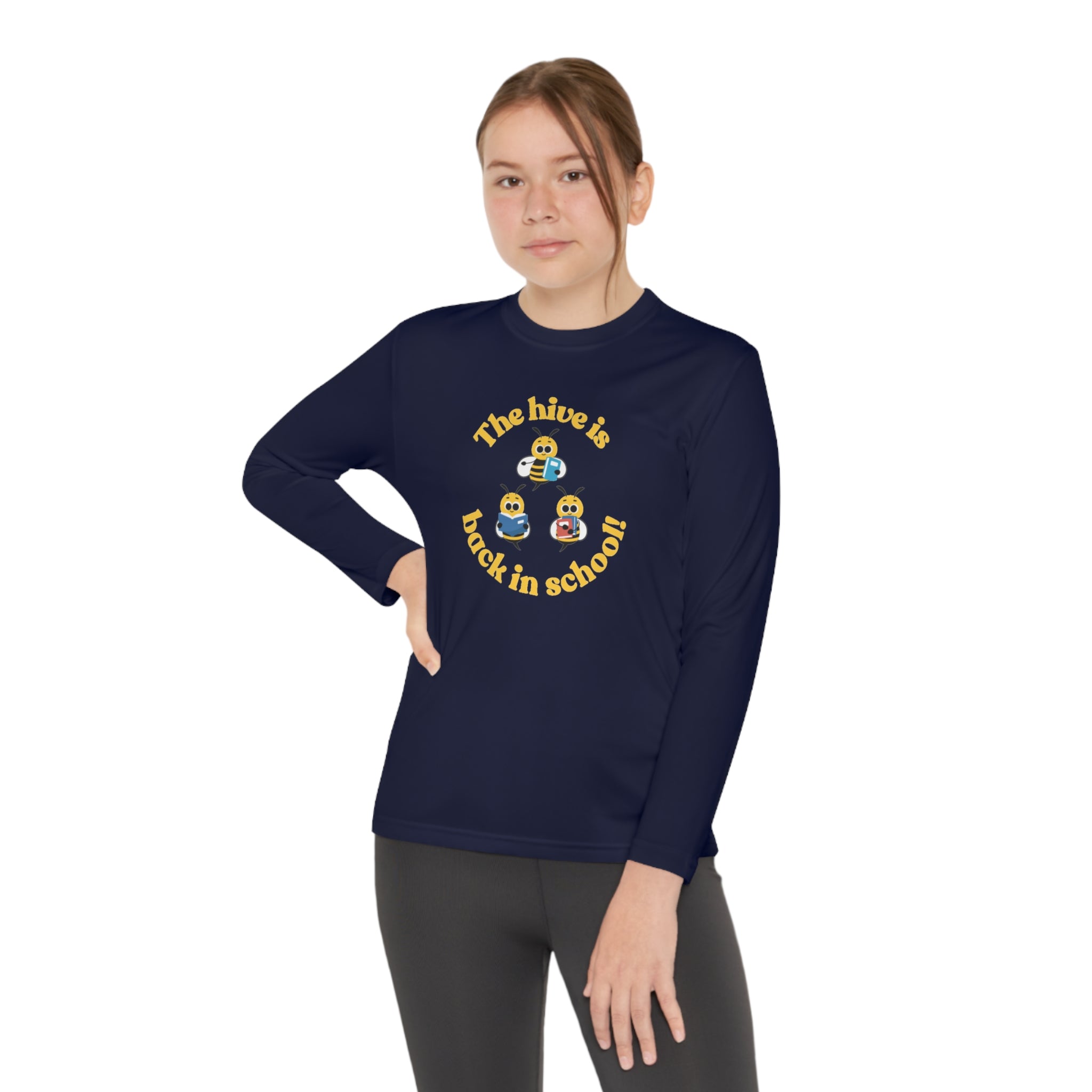 The Hive Is Back In School Youth Long Sleeve Competitor Tee