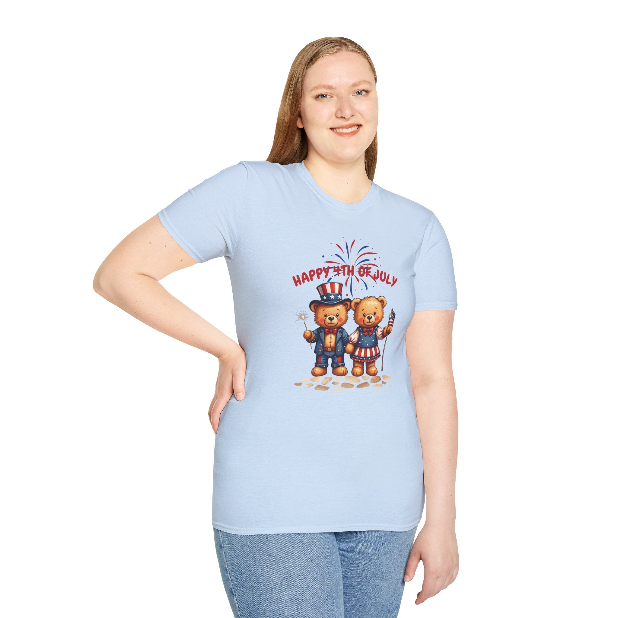 Happy 4th of July Teddy Bear Couple Unisex T-Shirt