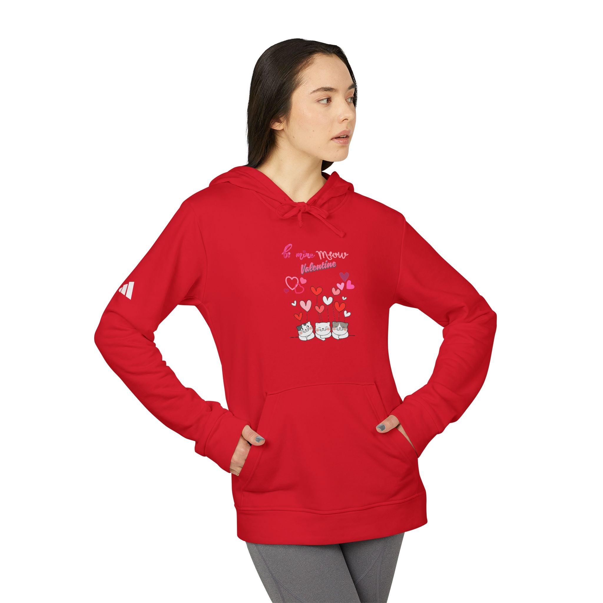Meow Valentine's Day Adidas Unisex Fleece Hoodie