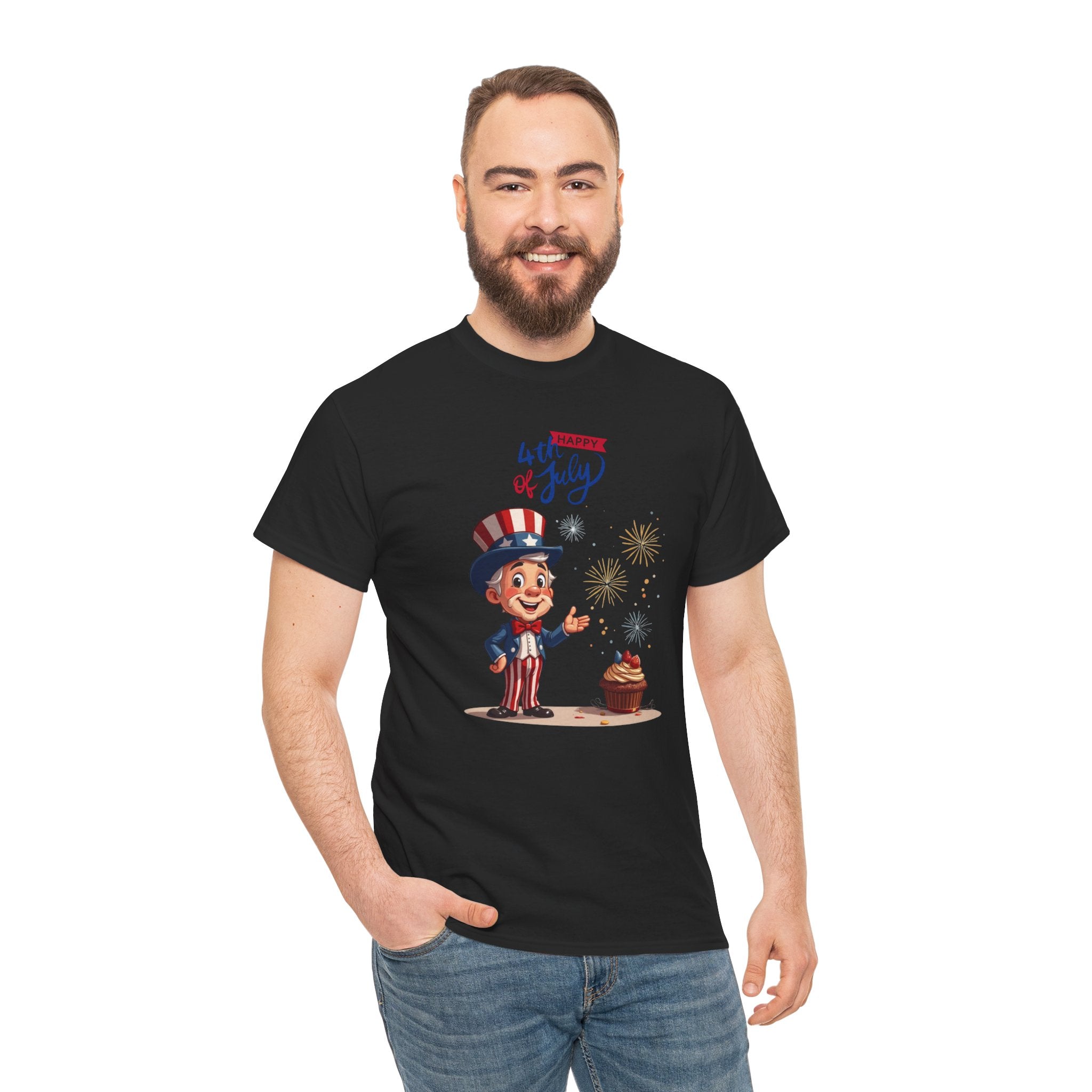 Uncle Sam Tee Happy of July, Unisex Heavy Cotton Shirt