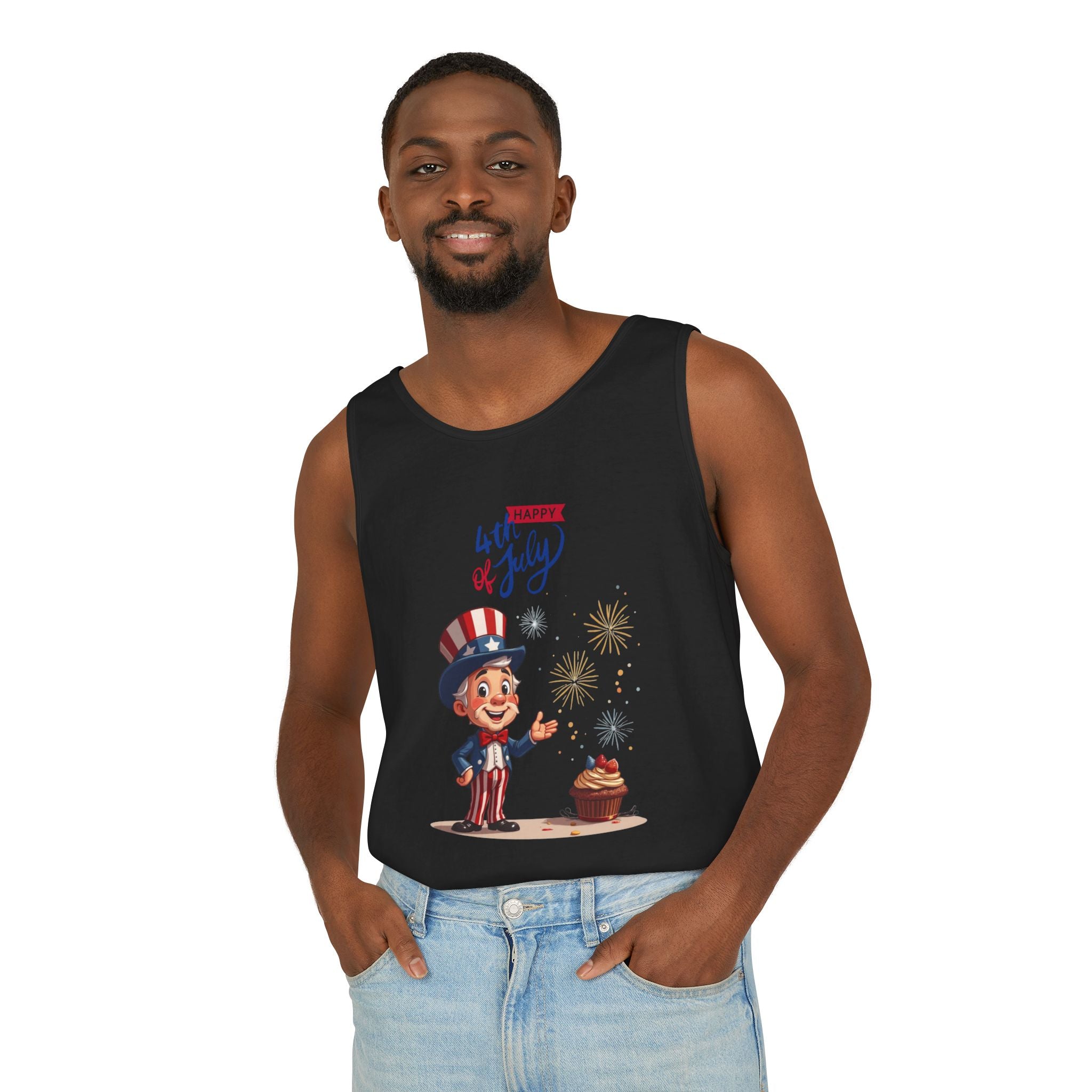 Uncle Sam Happy 4th of July Tank Top Unisex Sleeveless Shirt