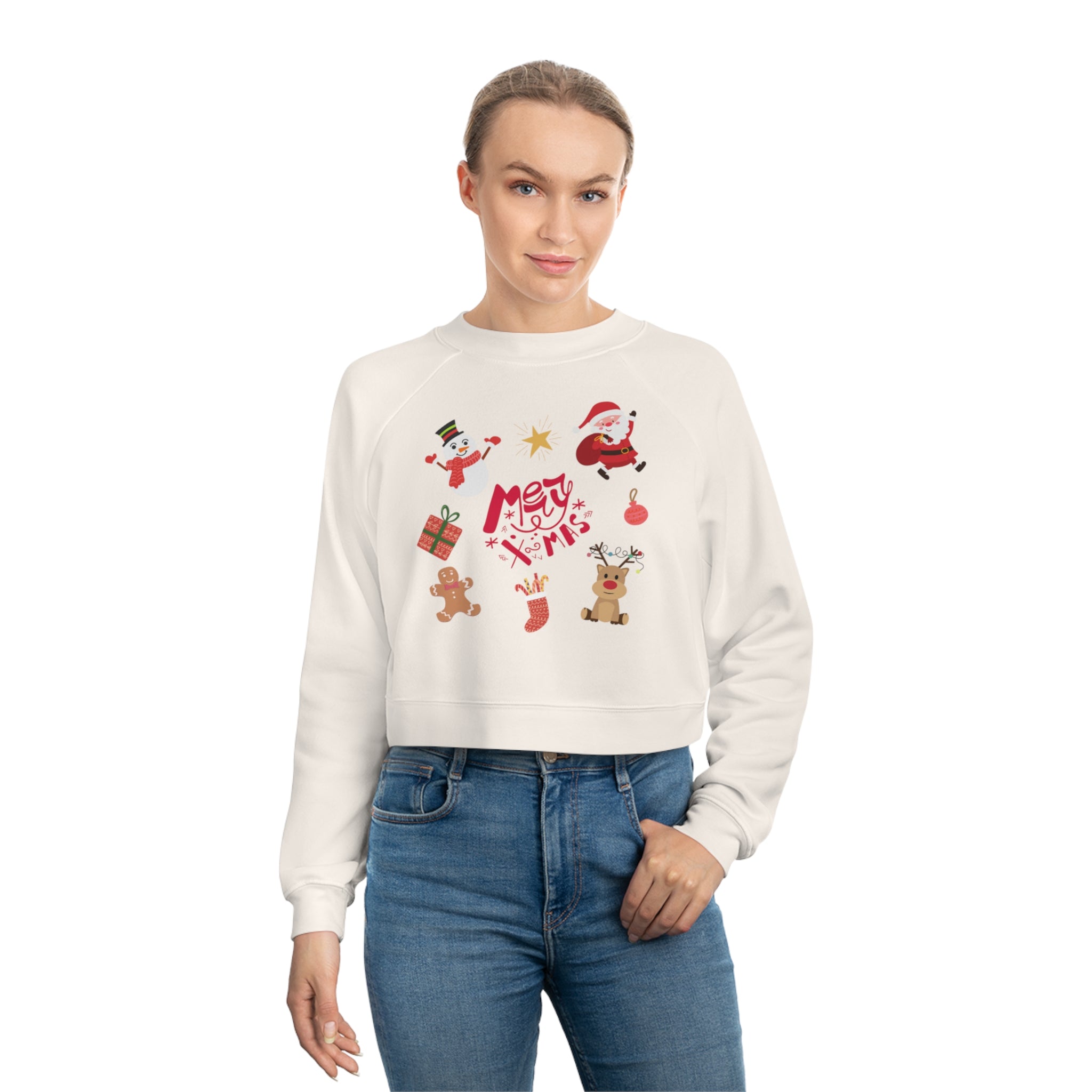 Merry Christmas Crew Women's Cropped Fleece Pullover