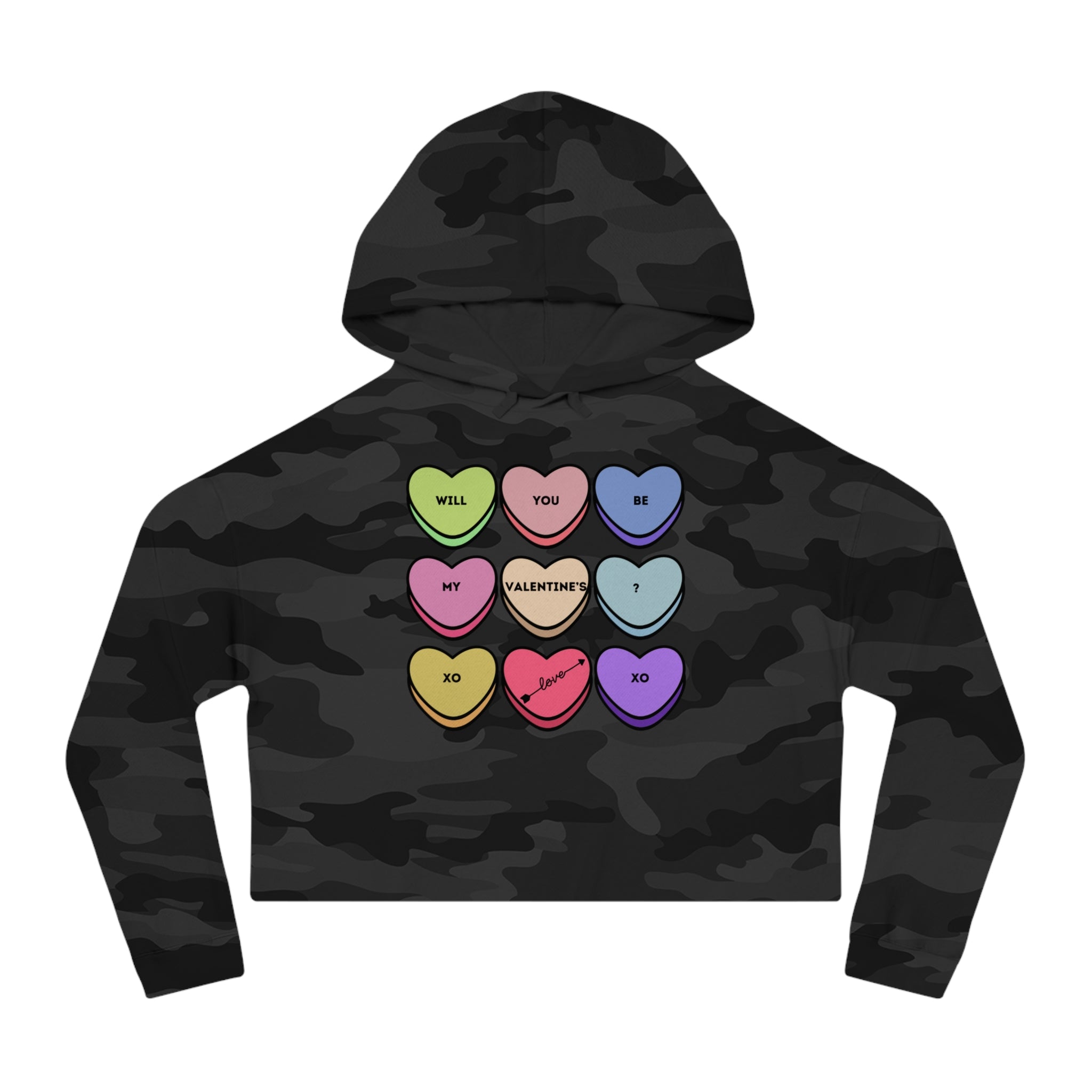 Will You Be My Valentine? Women’s Cropped Hooded Sweatshirt