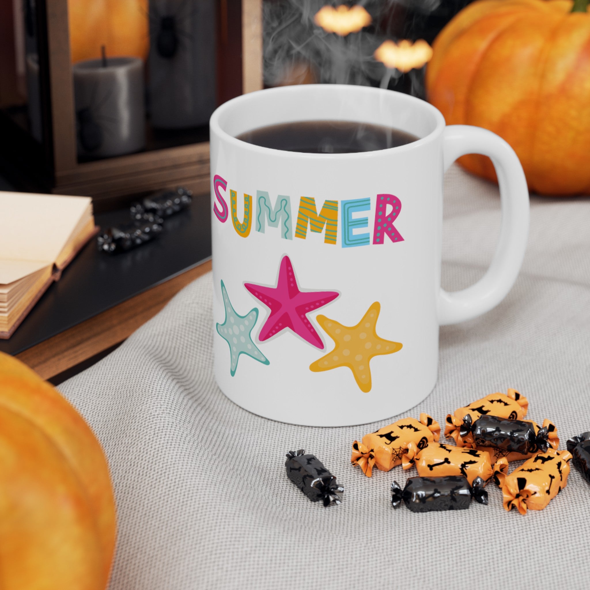 Summer Starfish Ceramic Mug, (11oz, 15oz)