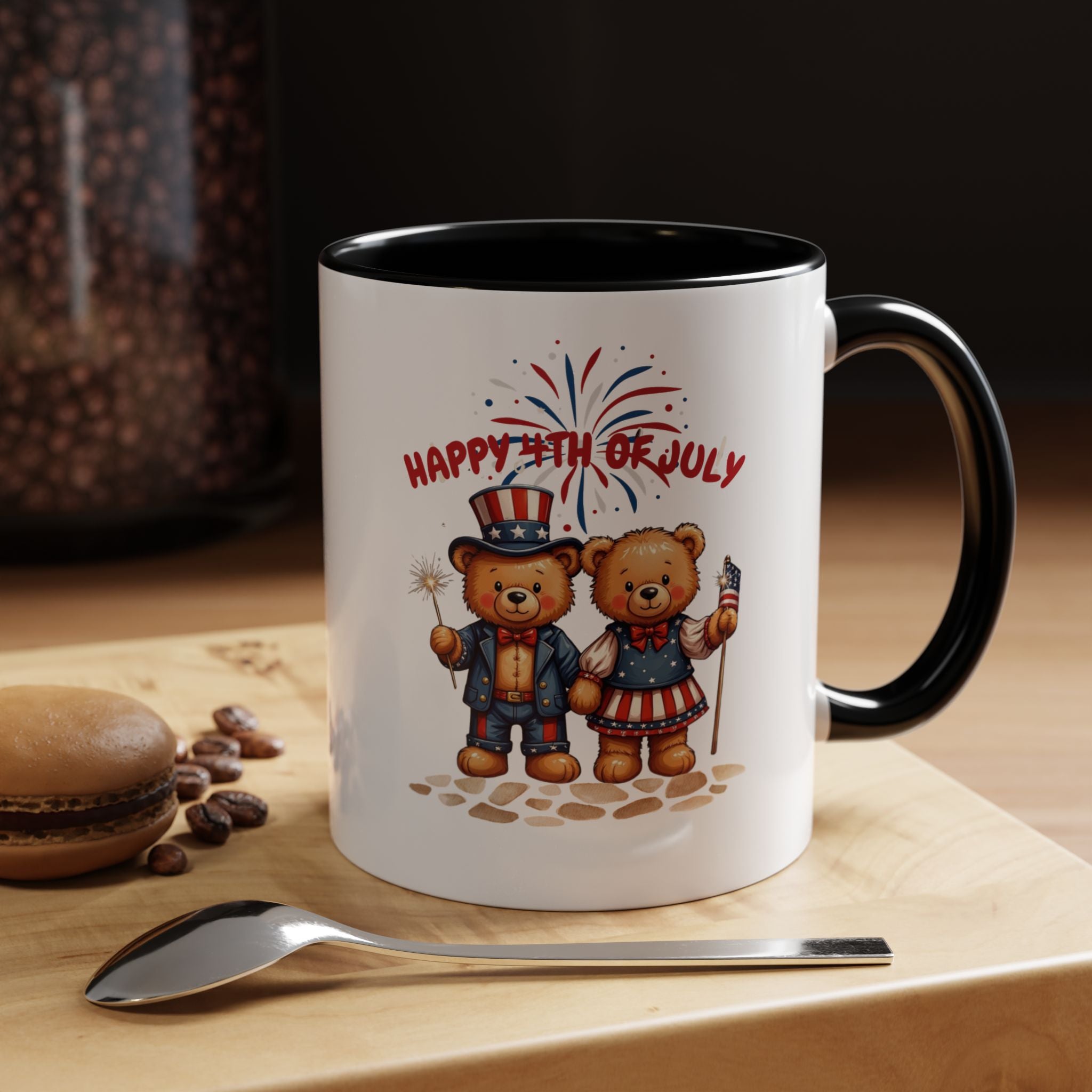 Happy 4th of July Teddy Bear Couple Coffee Mug
