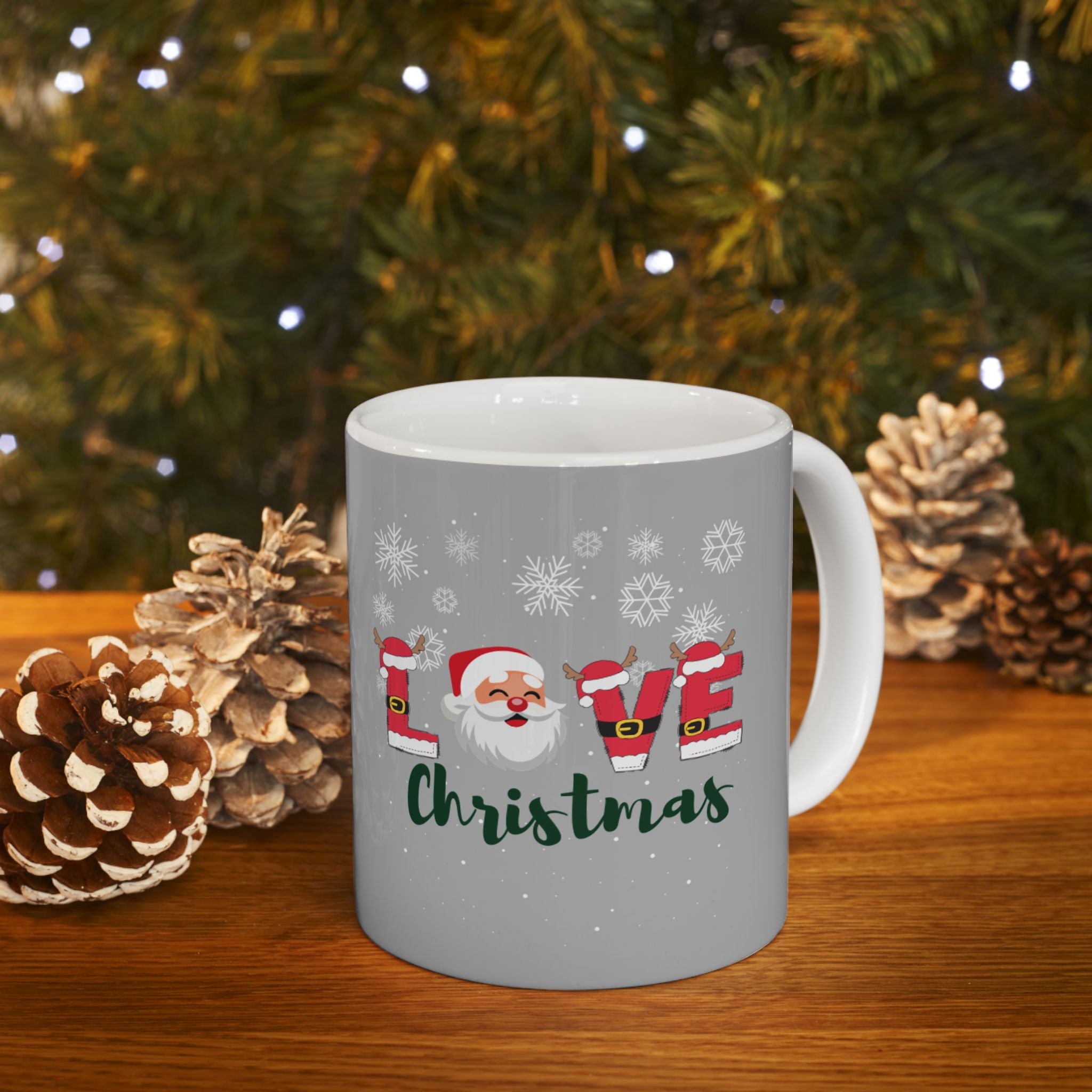 Santa Claus Loves Christmas Ceramic Mug, (11oz, 15oz)