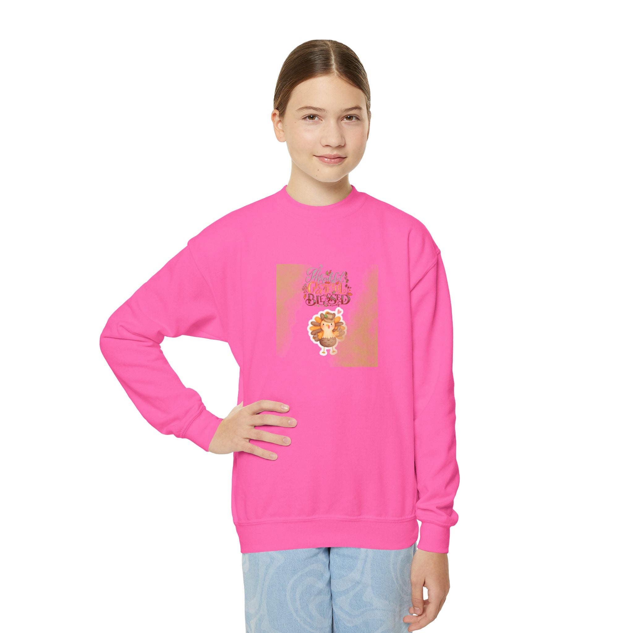 Thankful Grateful Blessed Youth Crewneck Sweatshirt