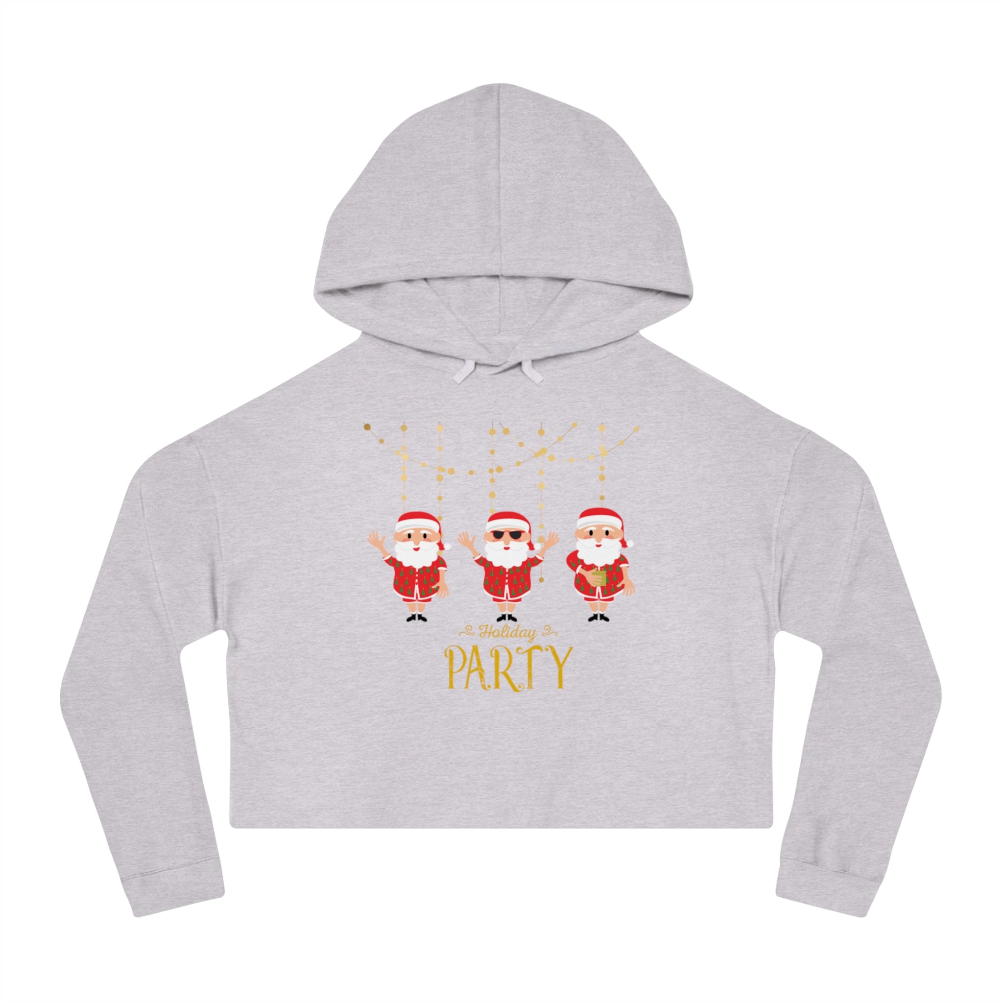 Santa's Holiday Party Women’s Cropped Hooded Sweatshirt