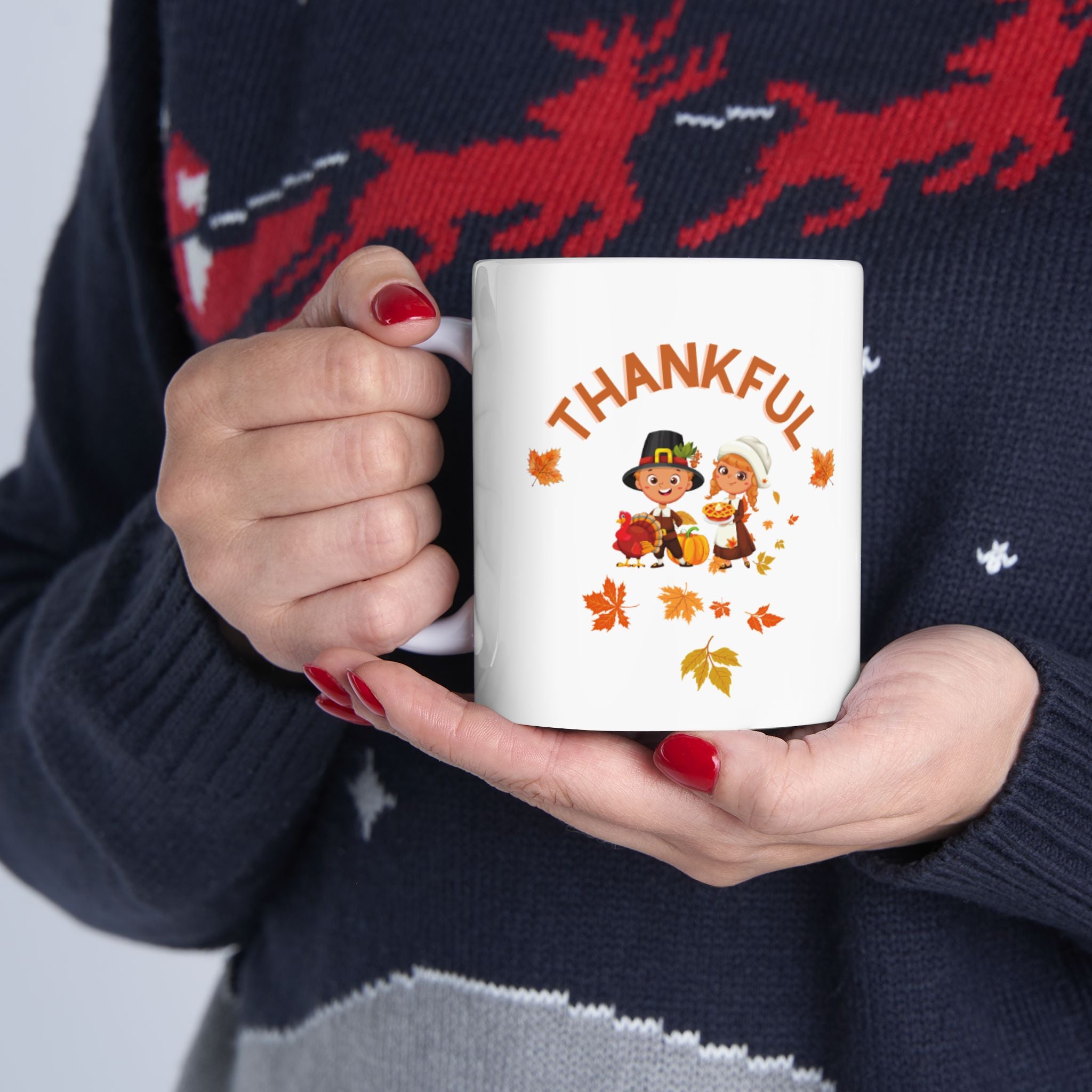 Pilgrims Turkey Day Ceramic Mug, (11oz, 15oz)