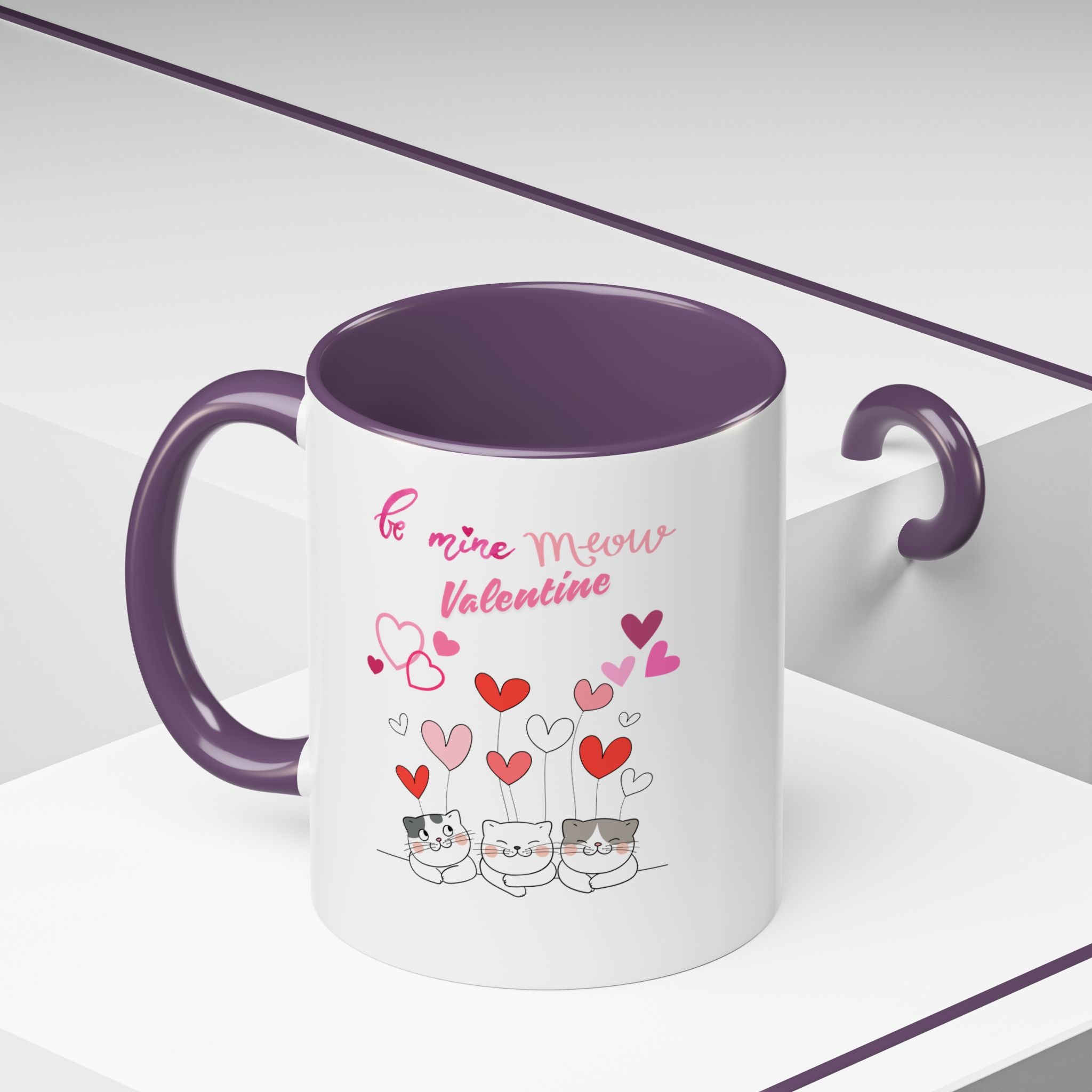 Meow Valentine's Day Accent Coffee Mug (11, 15oz)