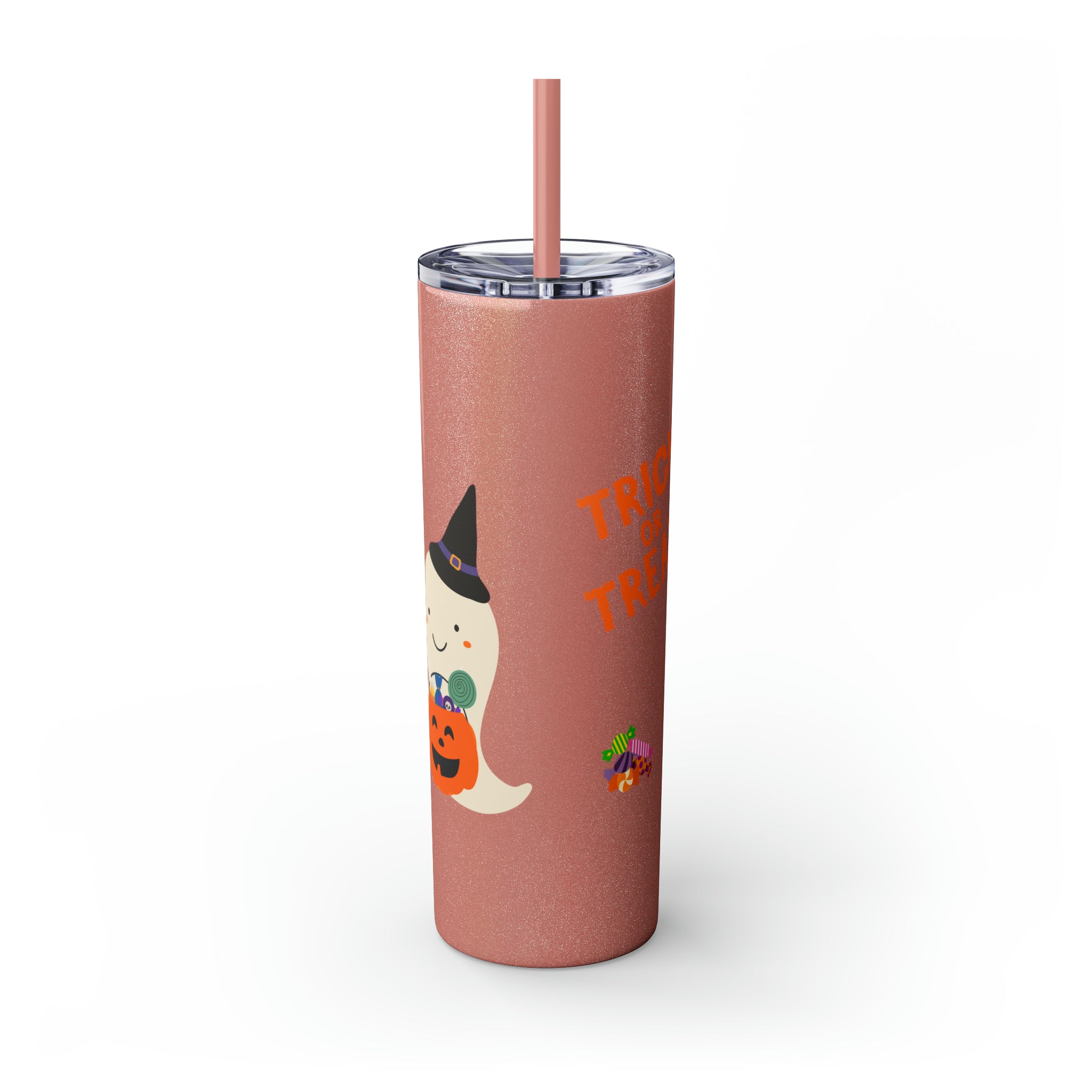 Trick or Treat Skinny Tumbler with Straw, 20oz