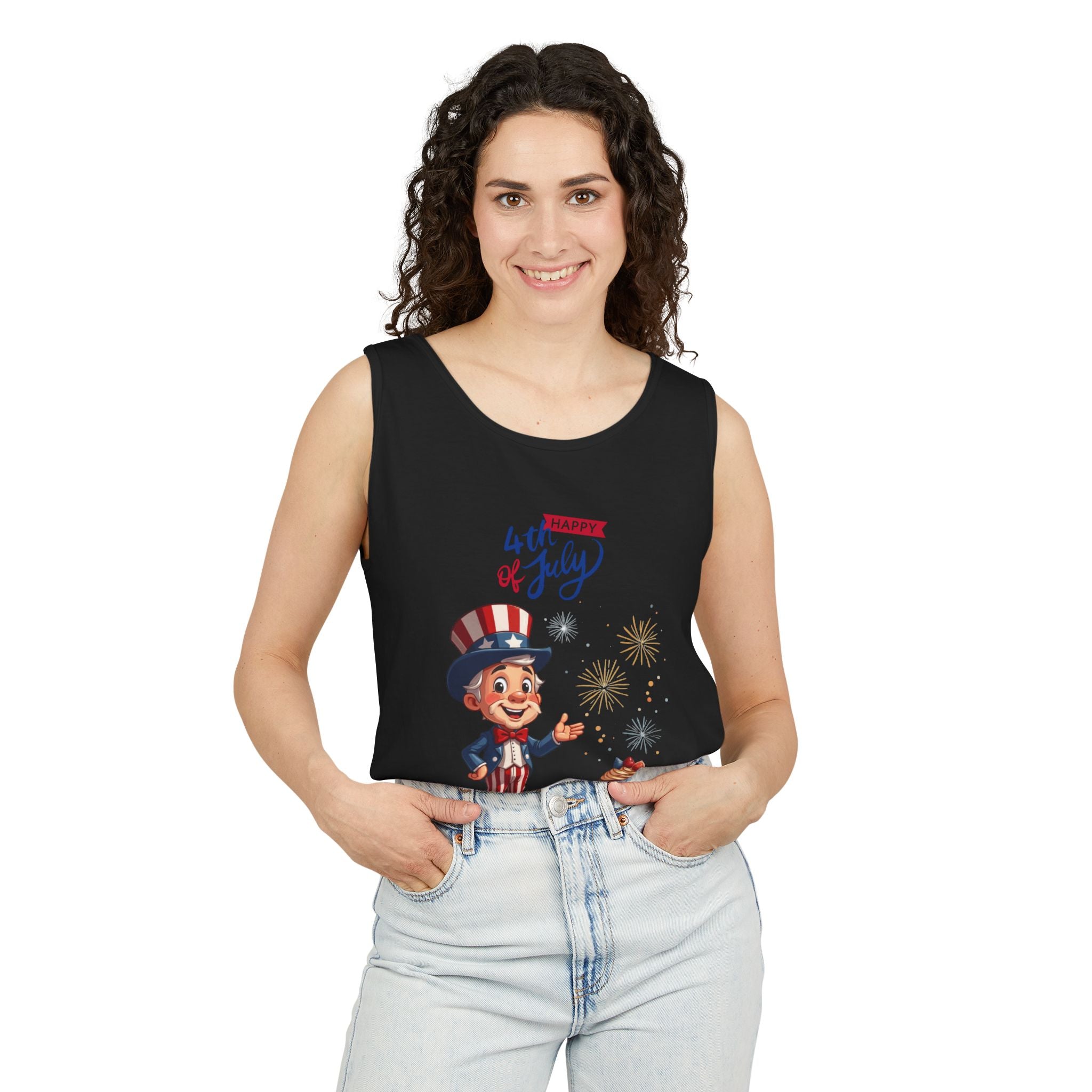 Uncle Sam Happy 4th of July Tank Top Unisex Sleeveless Shirt