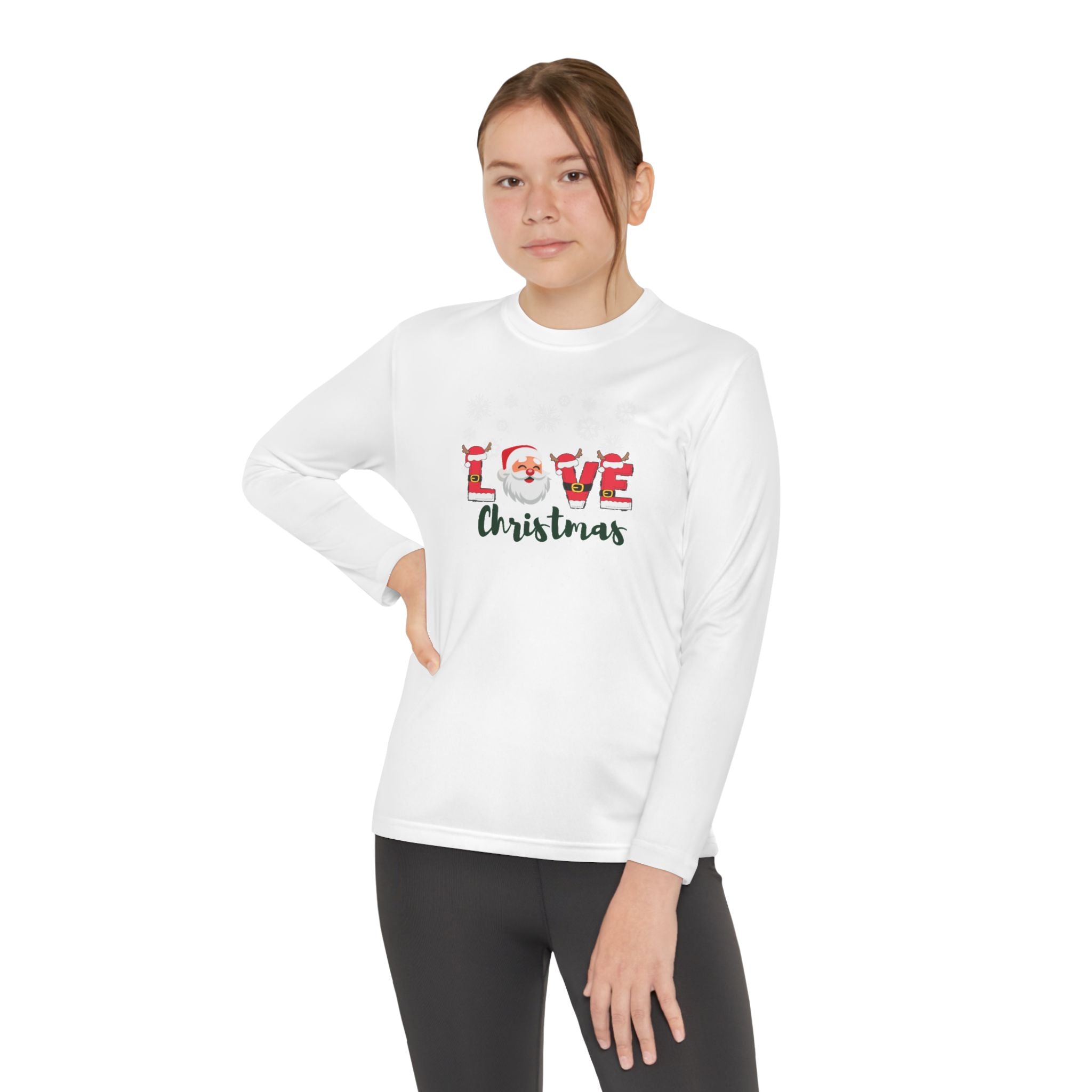 Santa Claus Loves Christmas Youth Long Sleeve Competitor Tee