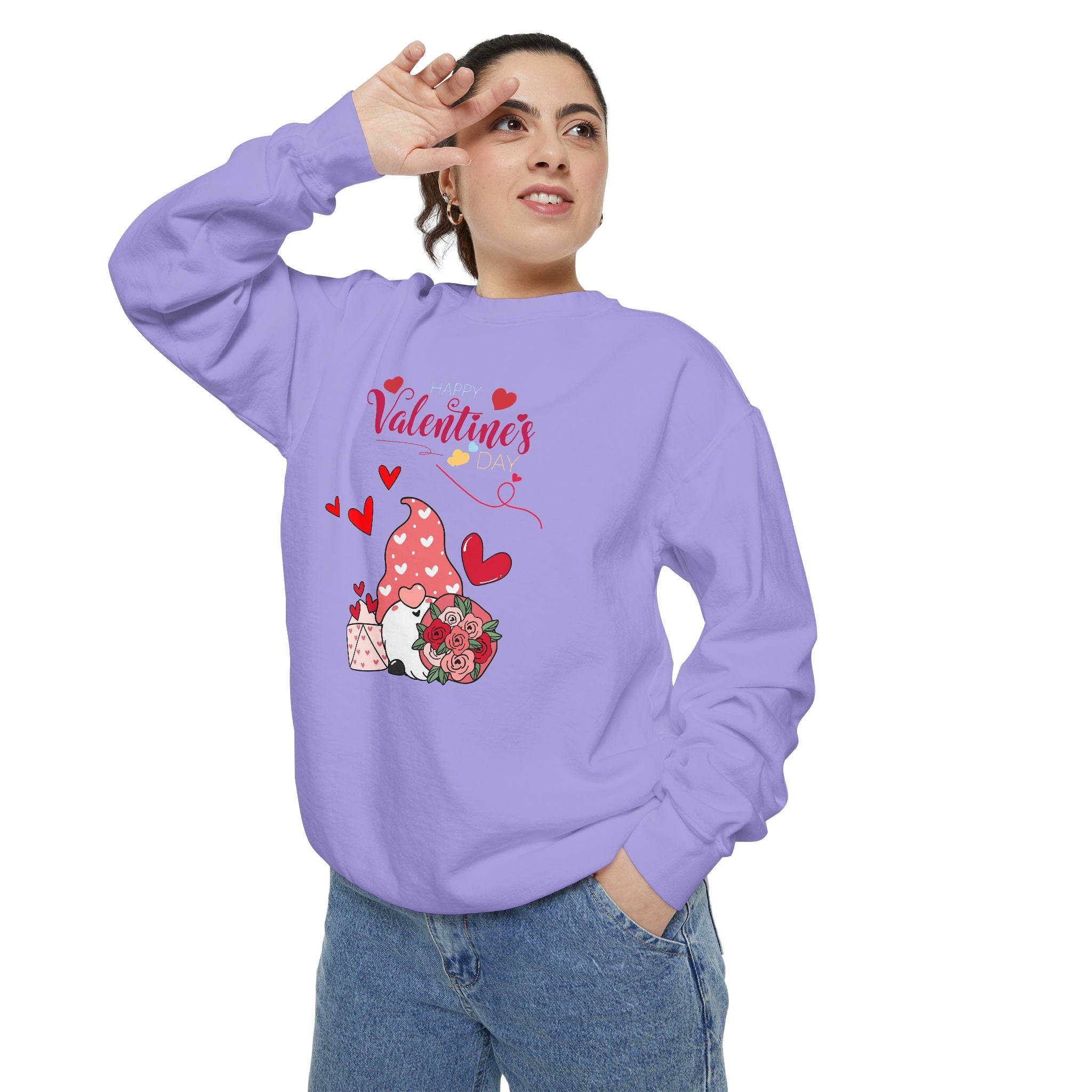 Gnome Valentine's Day Unisex Garment-Dyed Sweatshirt
