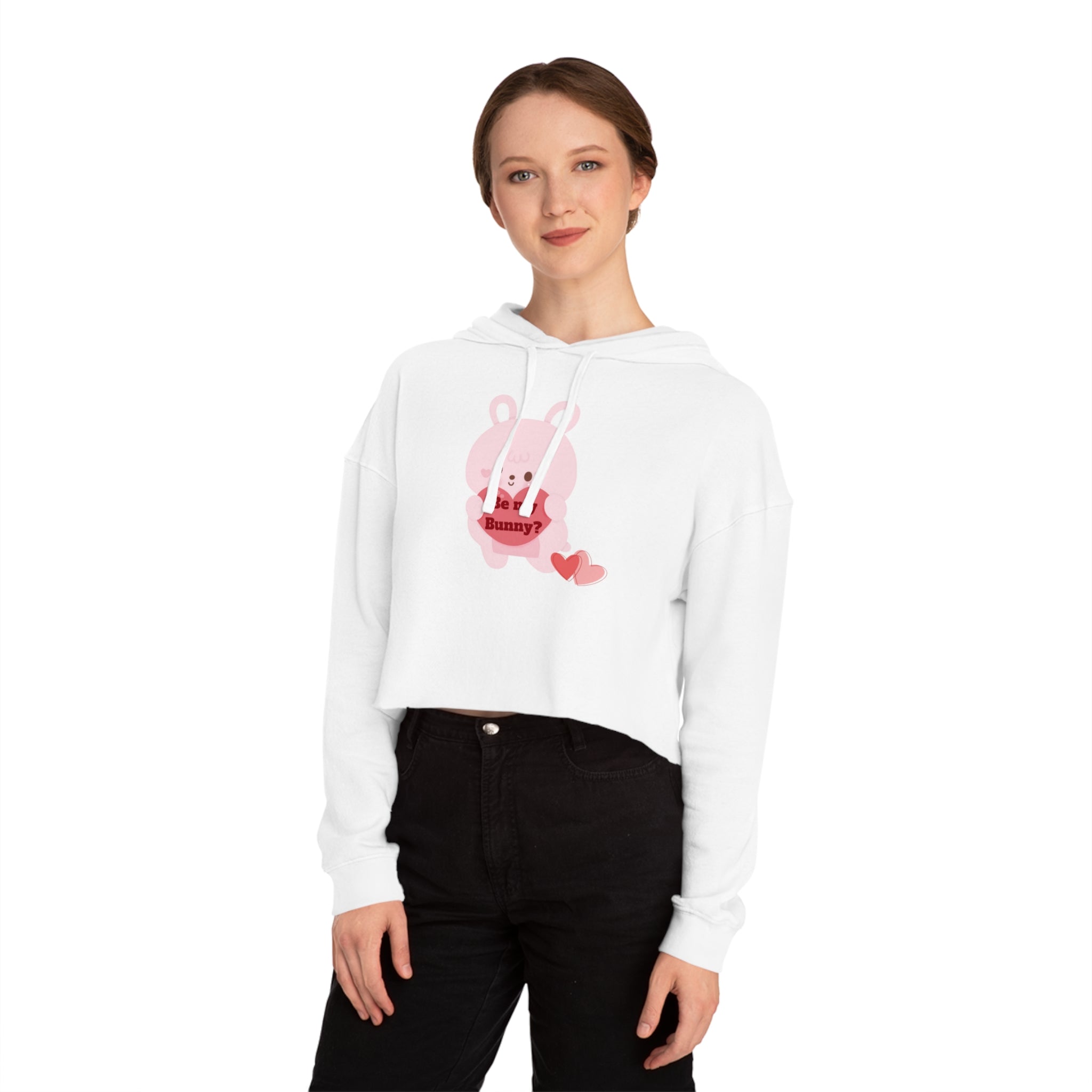 V-Day Bunny Women’s Cropped Hooded Sweatshirt