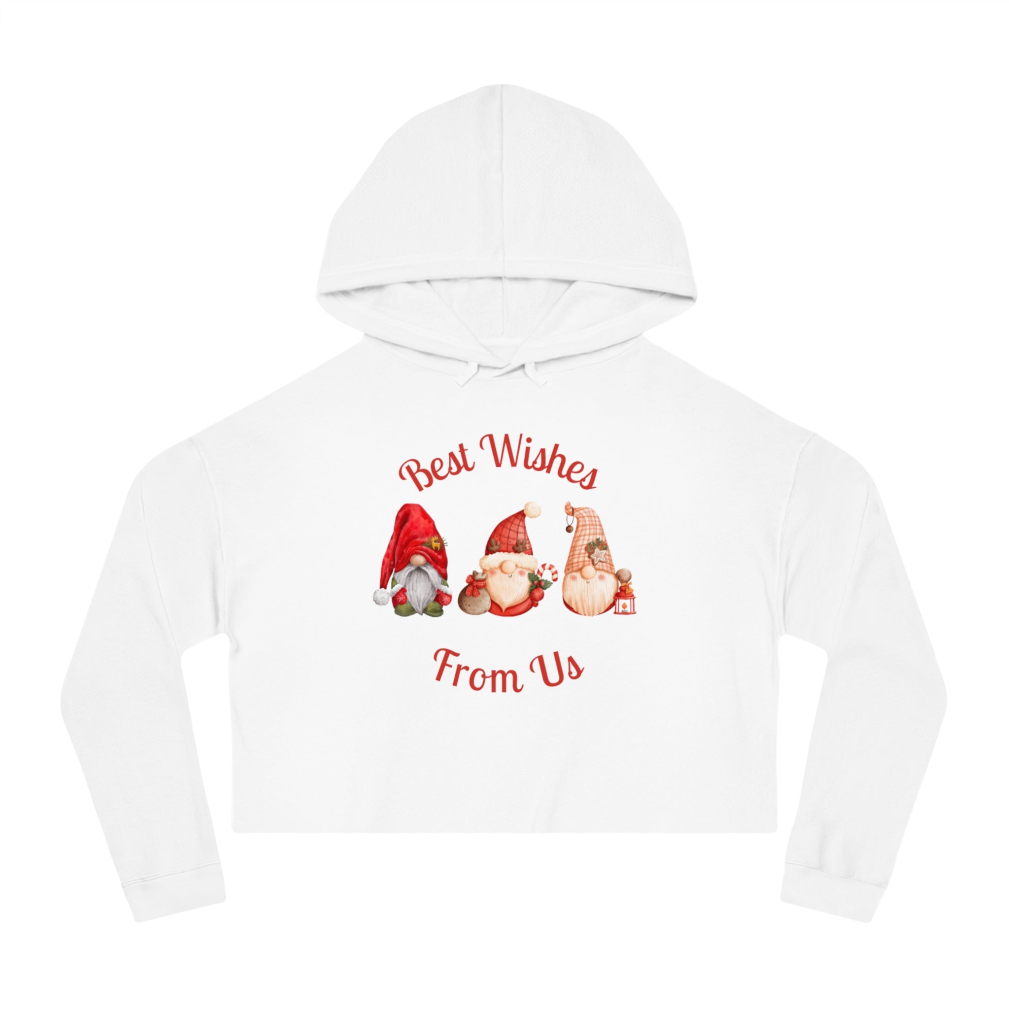 Gnome Best Wishes Women’s Cropped Hooded Sweatshirt