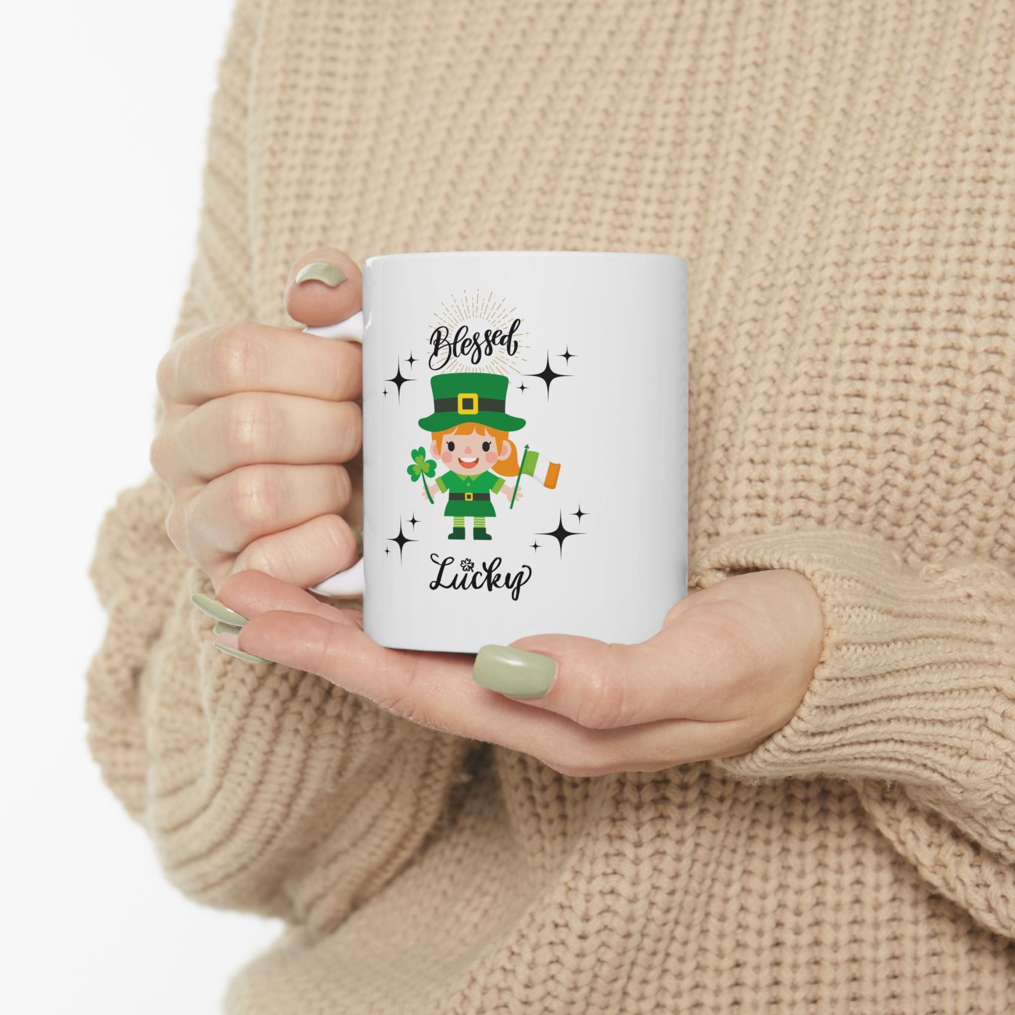 Blessed & Lucky Ceramic Mug | 11oz & 15oz | Perfect for Lucky Celebrations