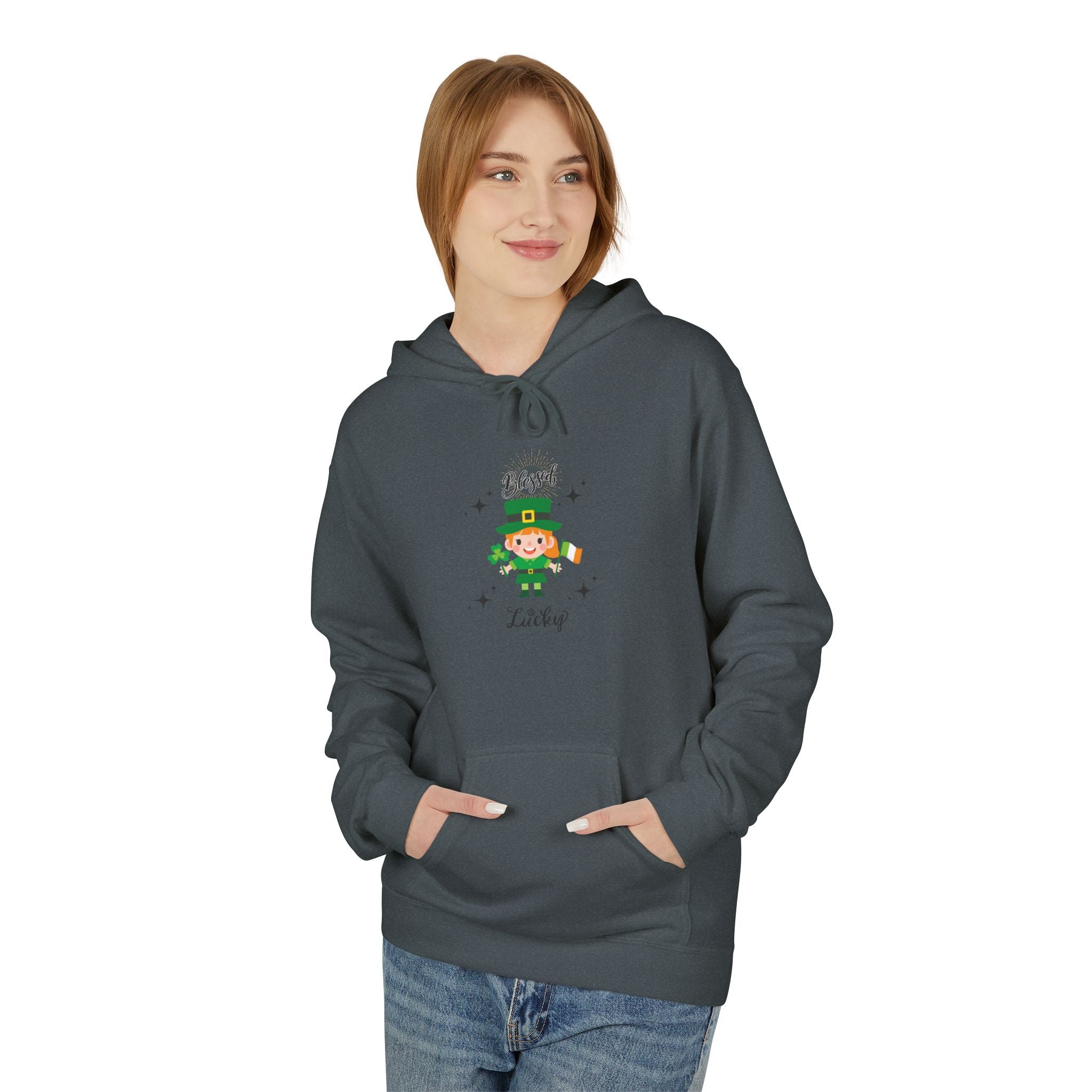 Blessed & Lucky Unisex Fleece Hoodie - Perfect for St. Patrick's Day & Year-Round Comfort