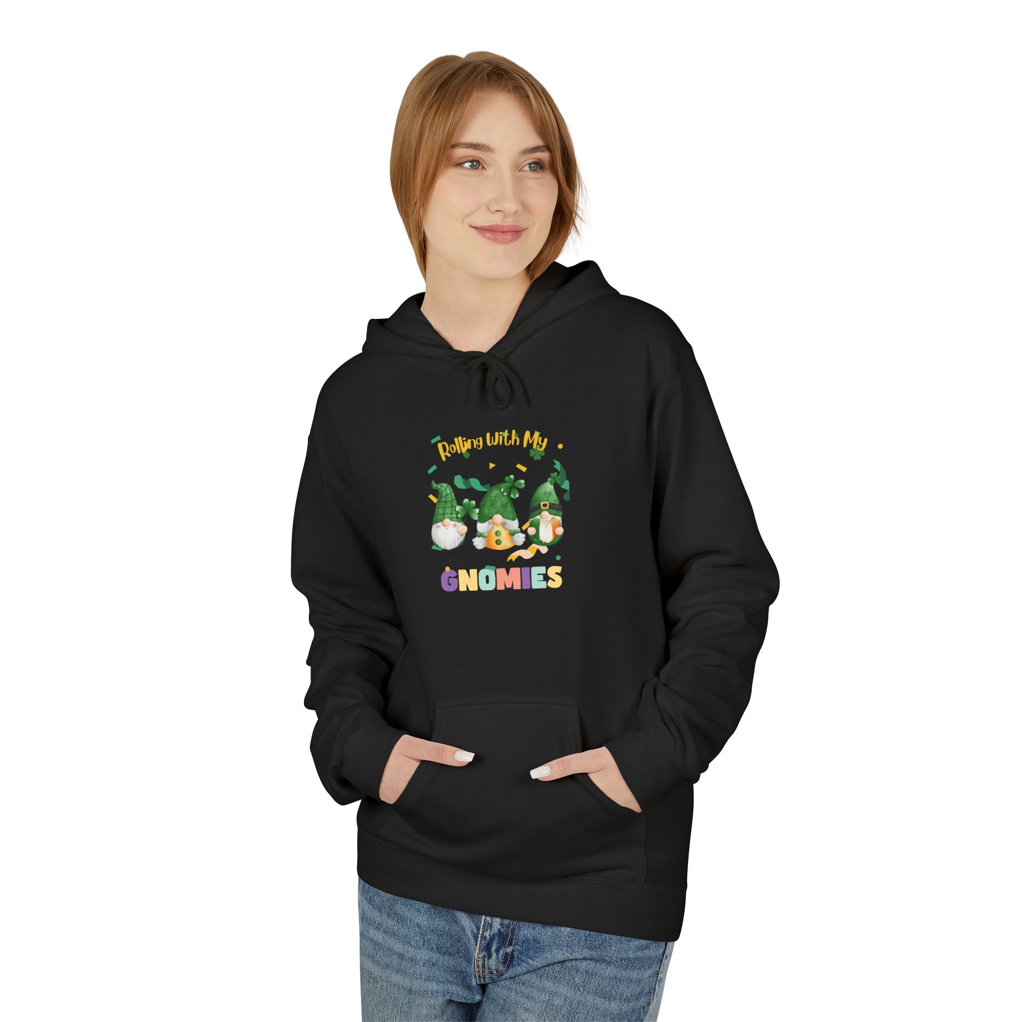 Rolling With My Gnomes Fleece Hoodie - Cozy Unisex Midweight Sweatshirt for Nature Lovers