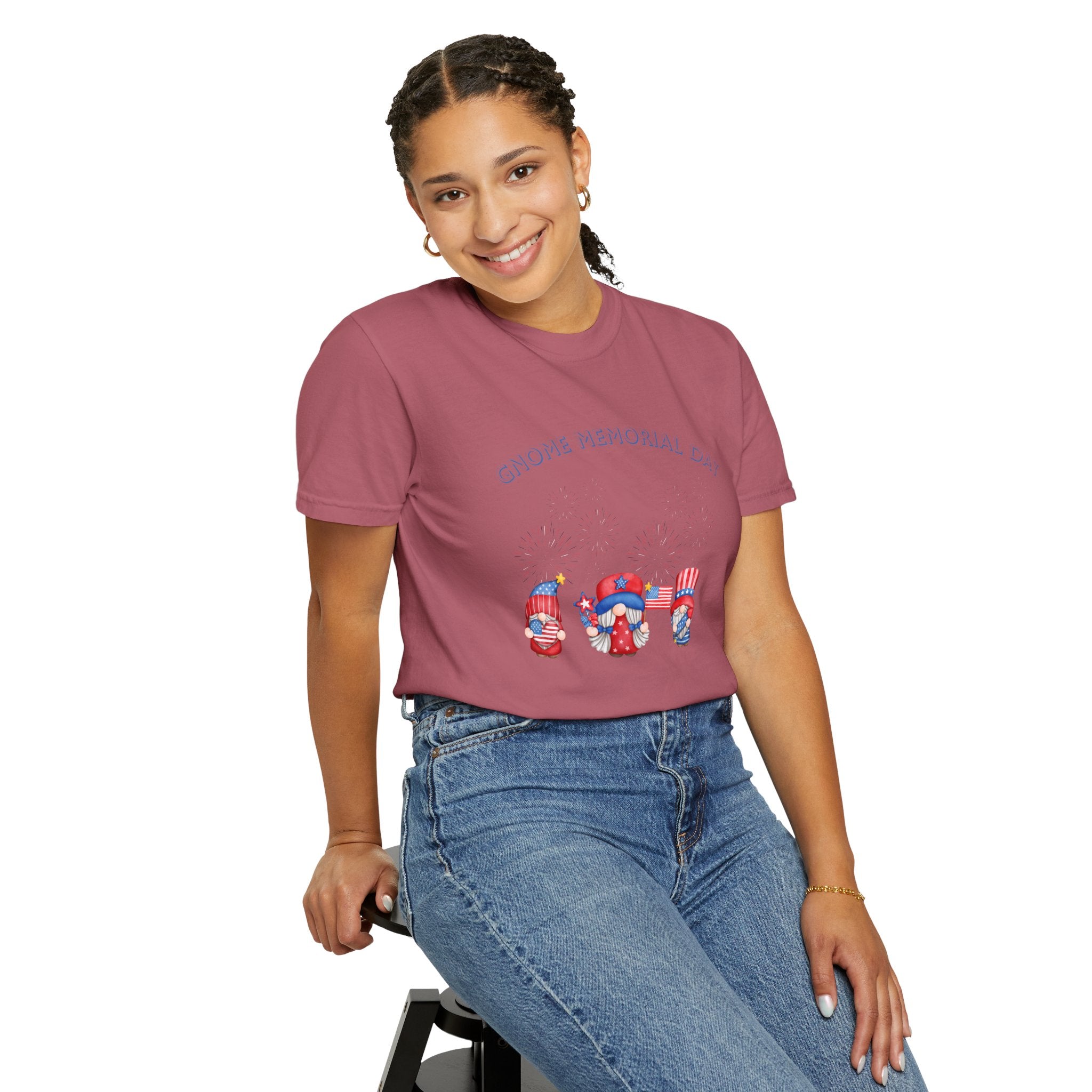 Gnome Memorial Day Unisex Garment-Dyed T-Shirt