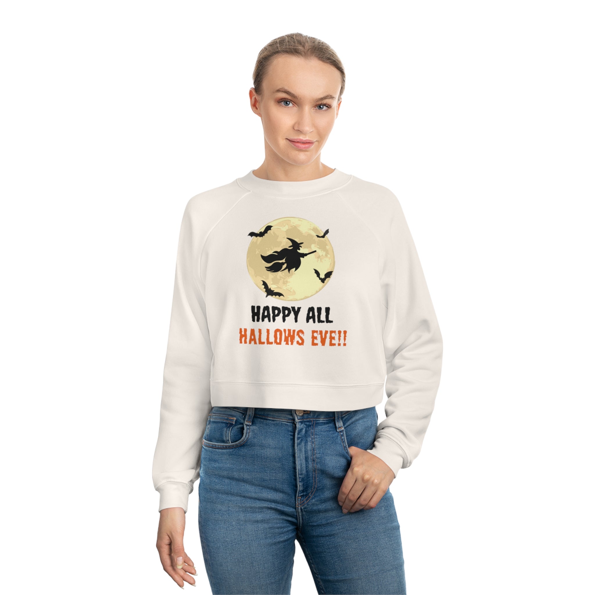 Happy All Hallows Eve Women's Cropped Fleece Pullover