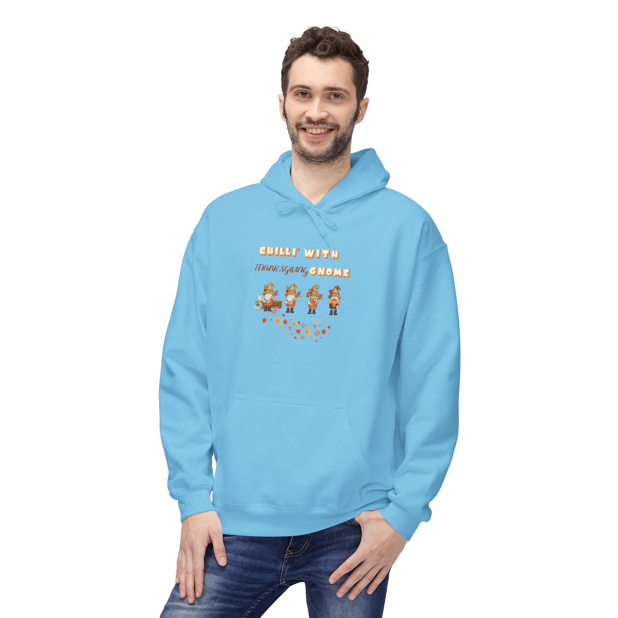 Chilli' With Thanksgiving Gnome Unisex Midweight Softstyle Fleece Hoodie