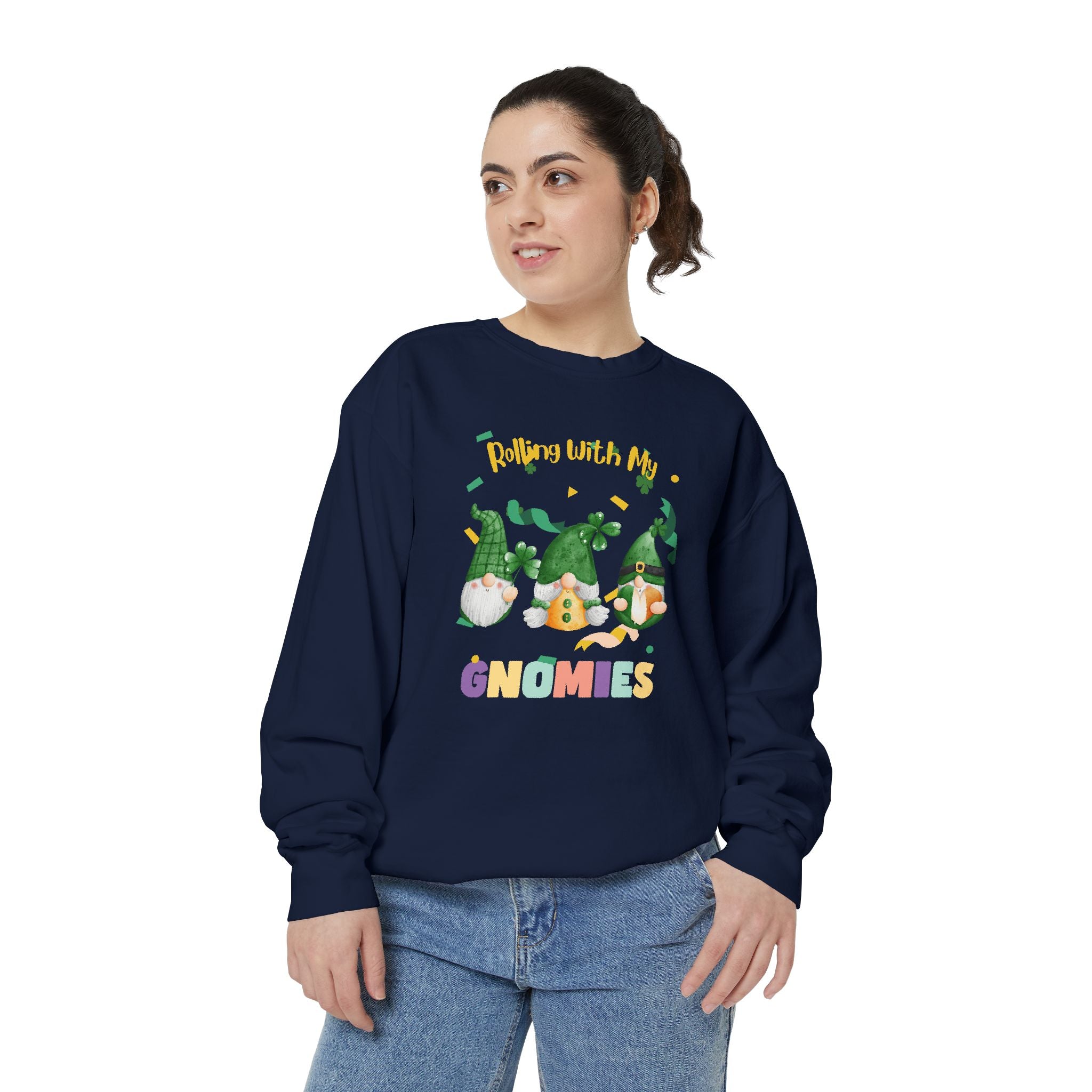 Rolling With My Gnomies Sweatshirt - Unisex Garment-Dyed Cozy Apparel