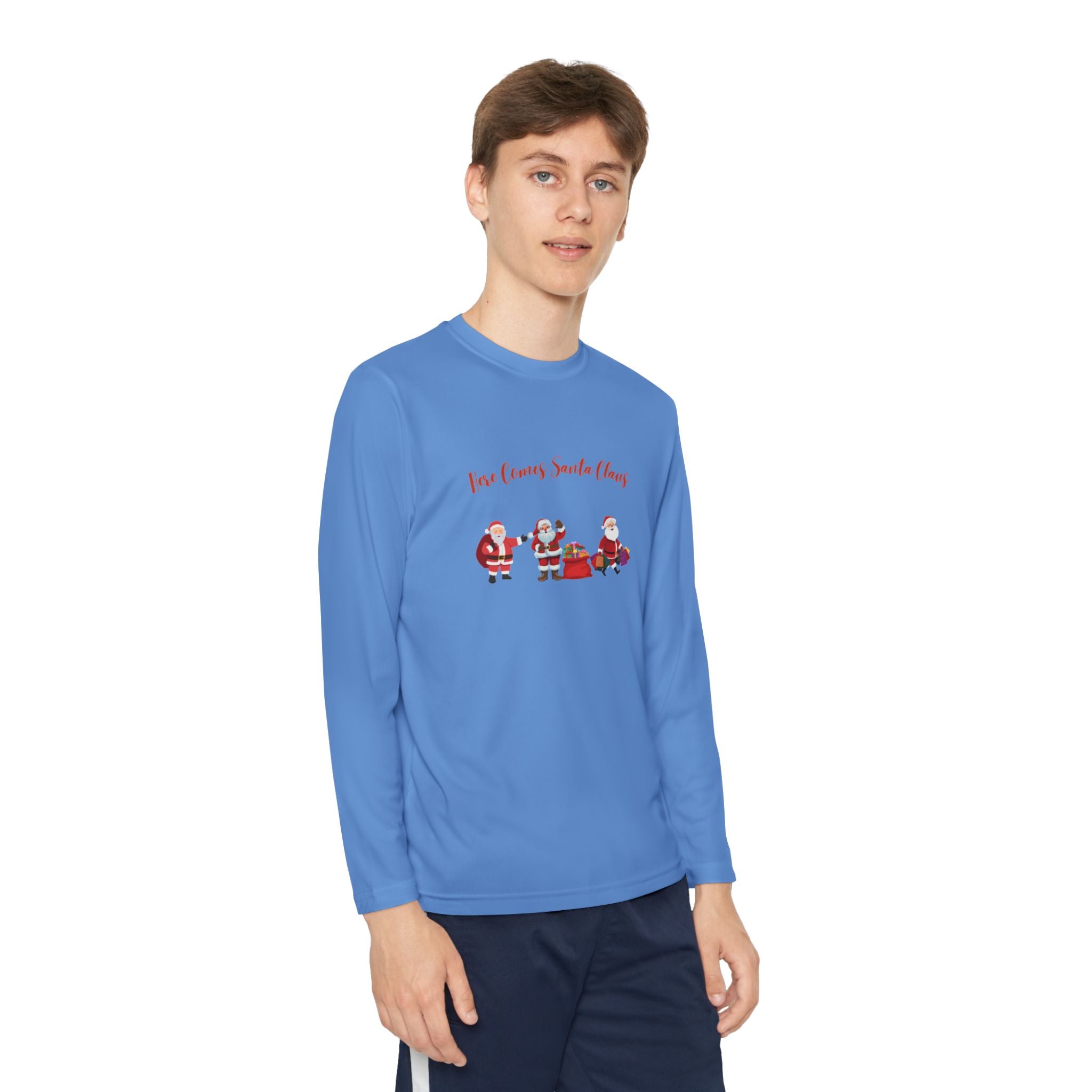 Here Comes Santa Claus Youth Long Sleeve Competitor Tee