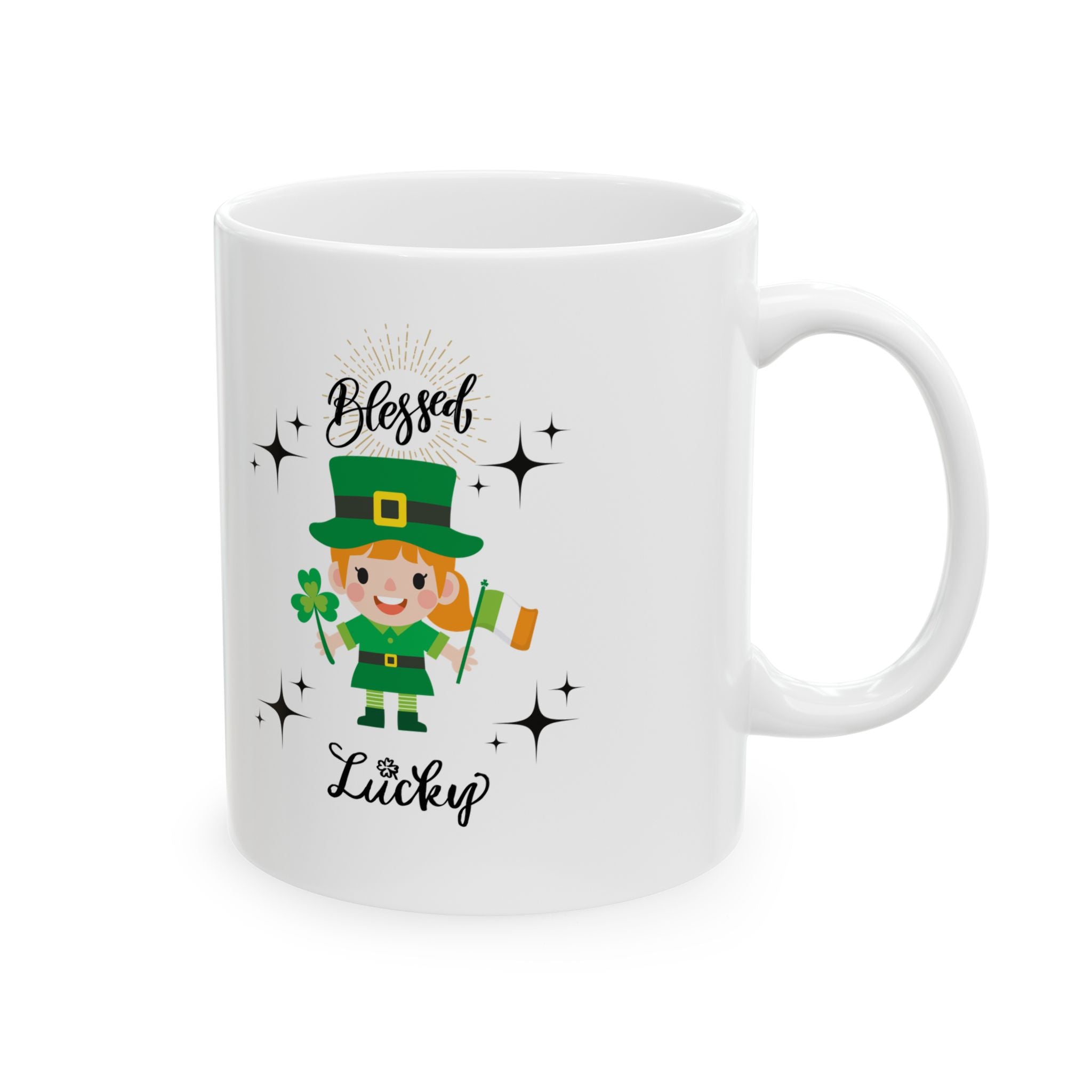 Blessed & Lucky Ceramic Mug | 11oz & 15oz | Perfect for Lucky Celebrations