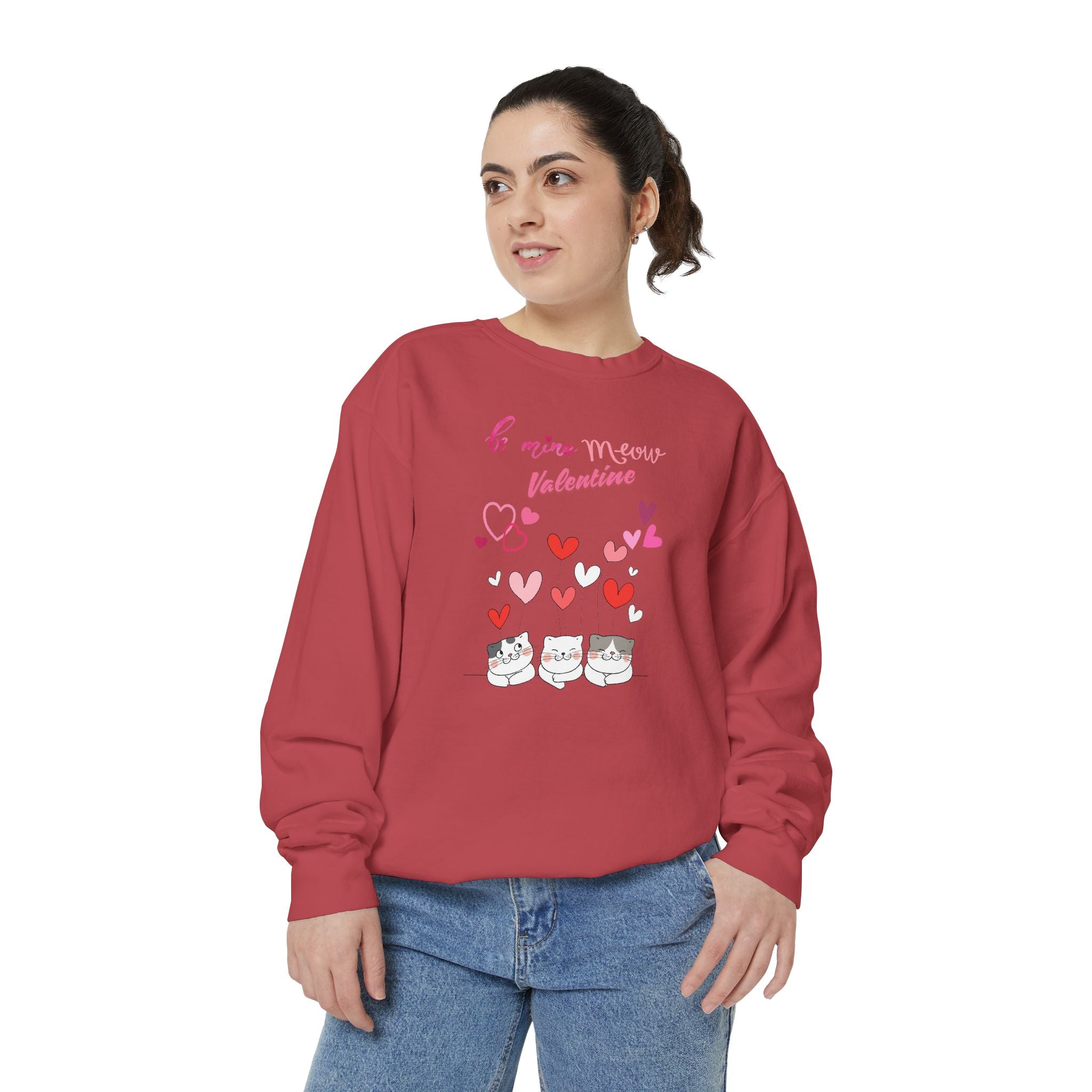 Meow Valentine's Day Unisex Garment-Dyed Sweatshirt