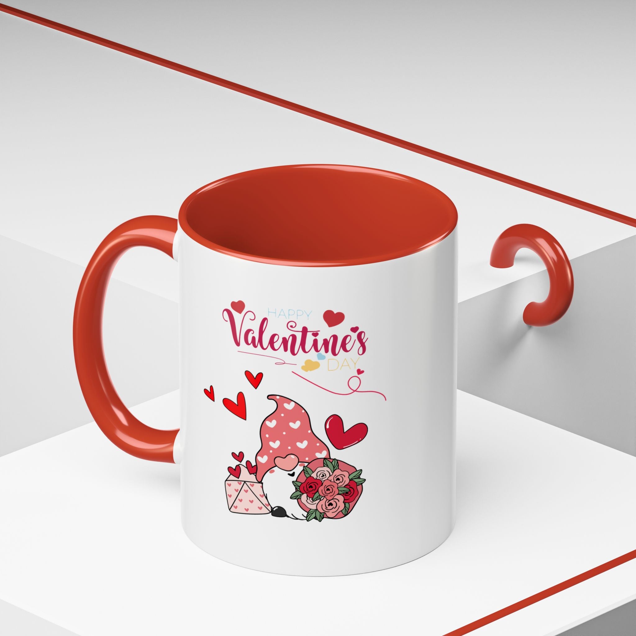 Gnome Valentine's Day Accent Coffee Mug (11, 15oz)