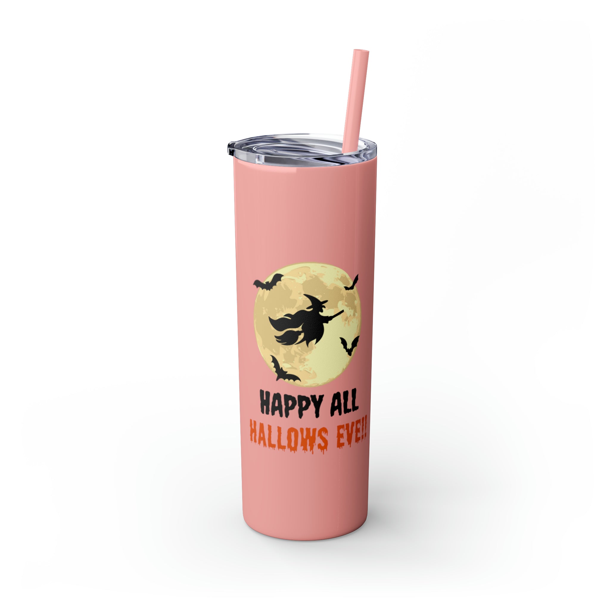 Happy All Hallows Eve Skinny Tumbler with Straw, 20oz