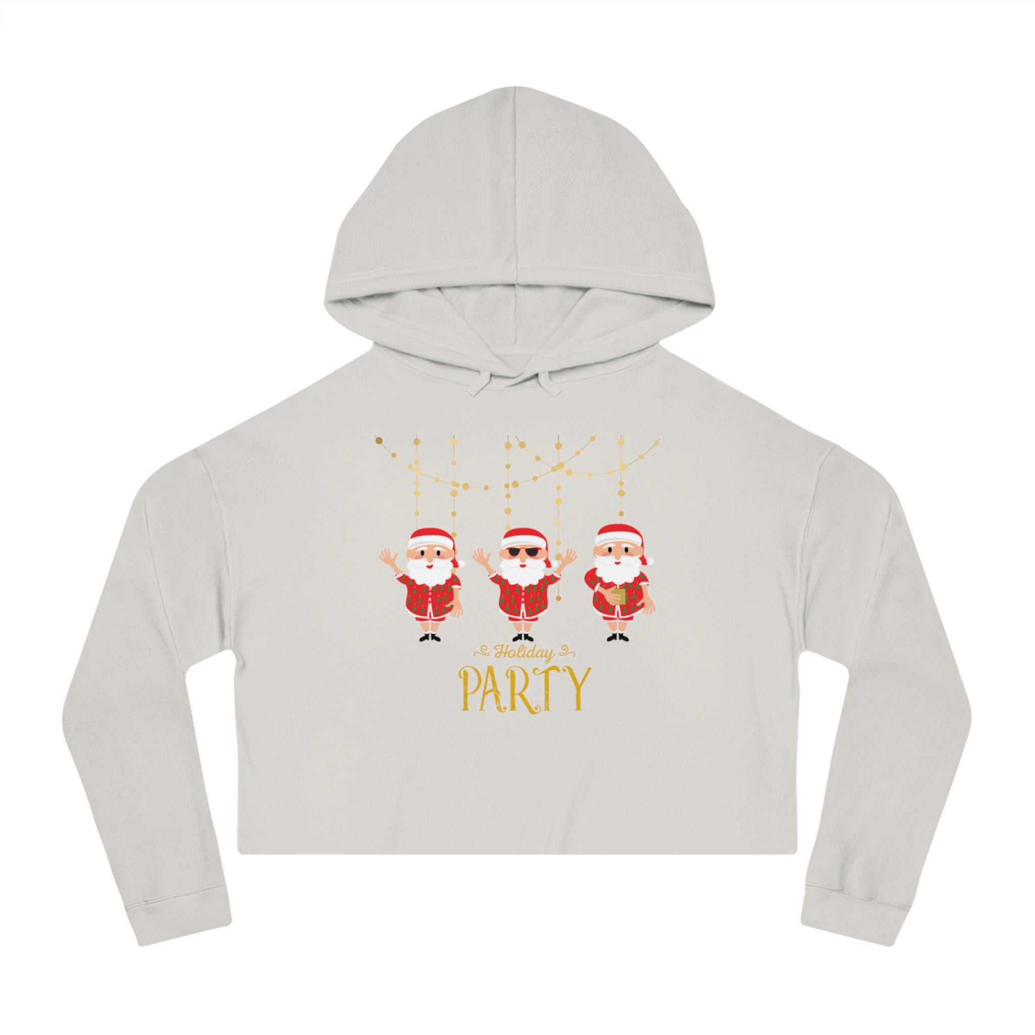 Santa's Holiday Party Women’s Cropped Hooded Sweatshirt