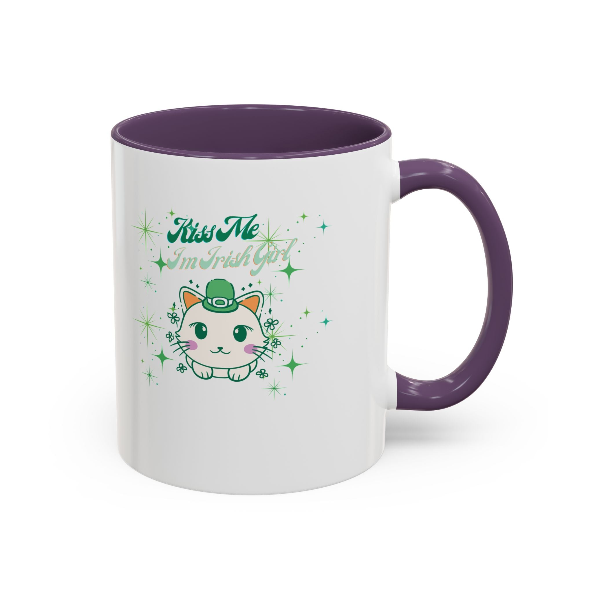 Kiss Me I'm Irish Cat  Accent Mug