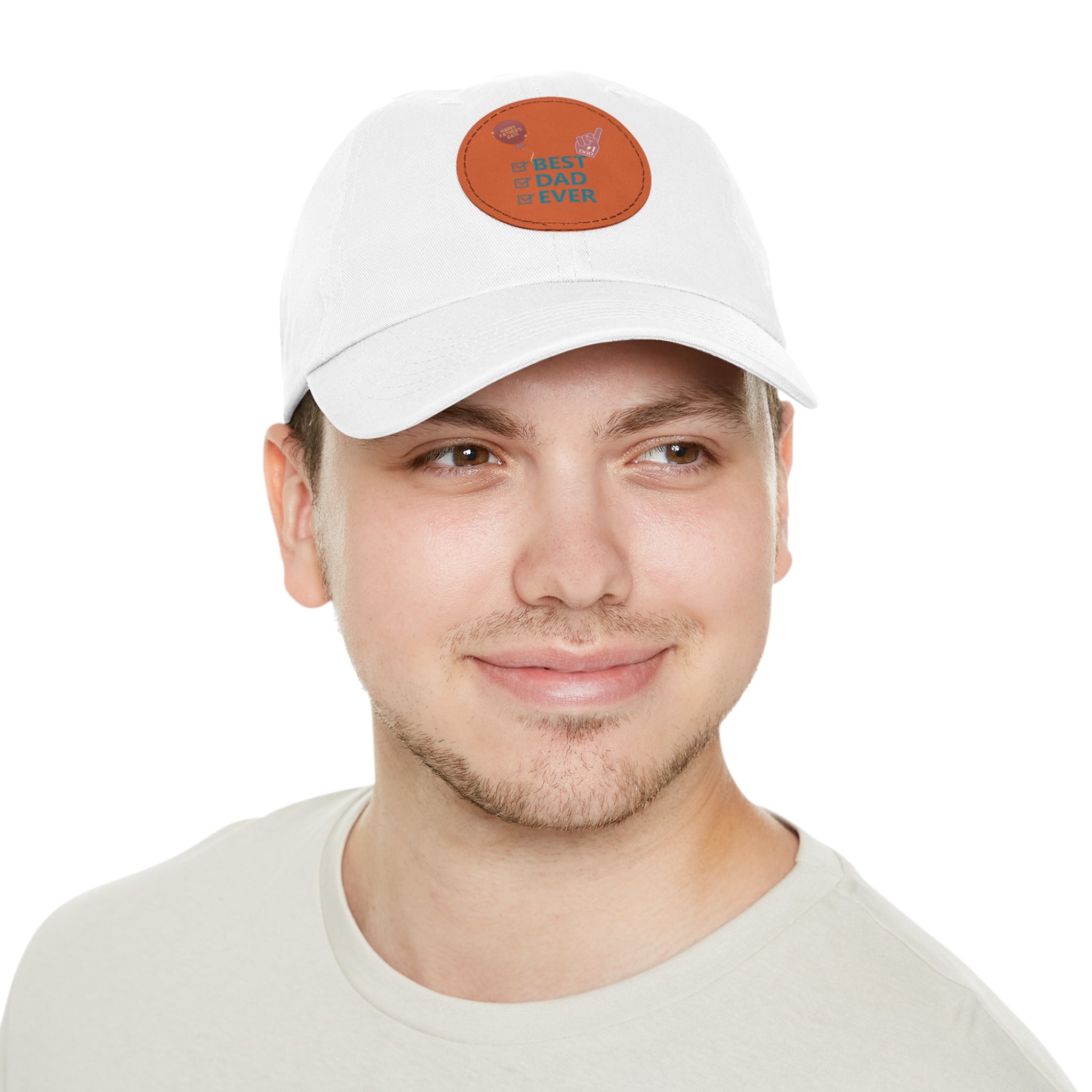 Best Dad Ever Hat with Leather Patch (Round)