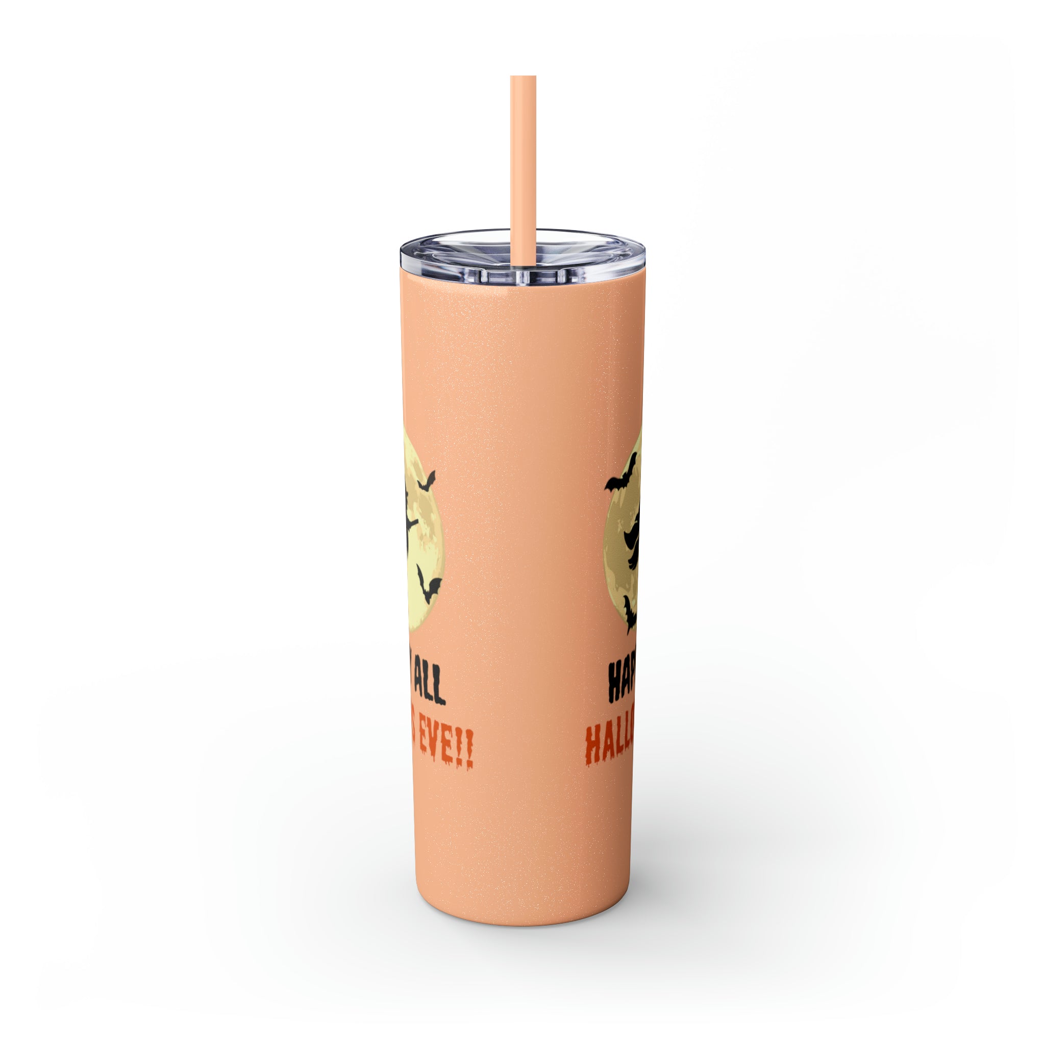 Happy All Hallows Eve Skinny Tumbler with Straw, 20oz