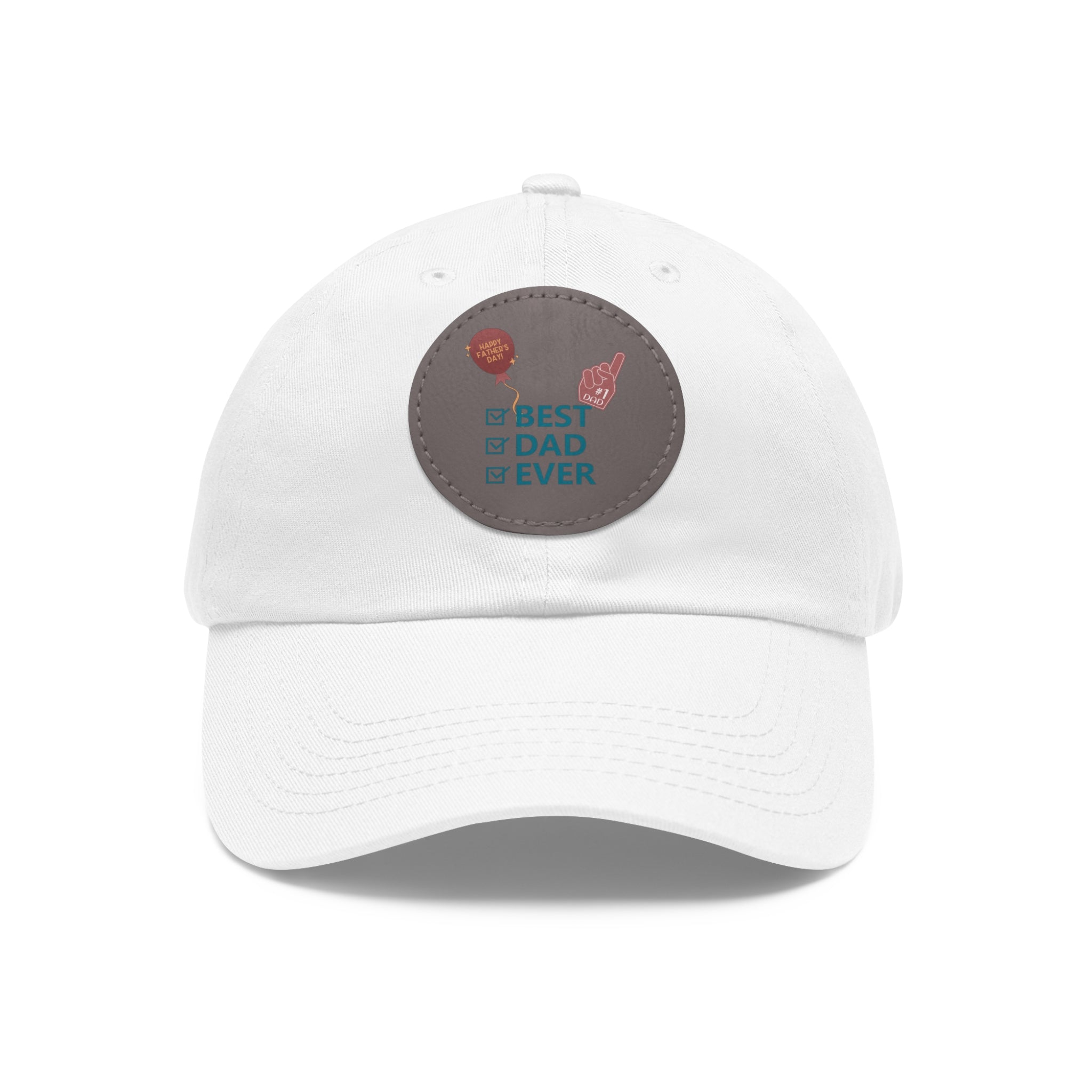 Best Dad Ever Hat with Leather Patch (Round)