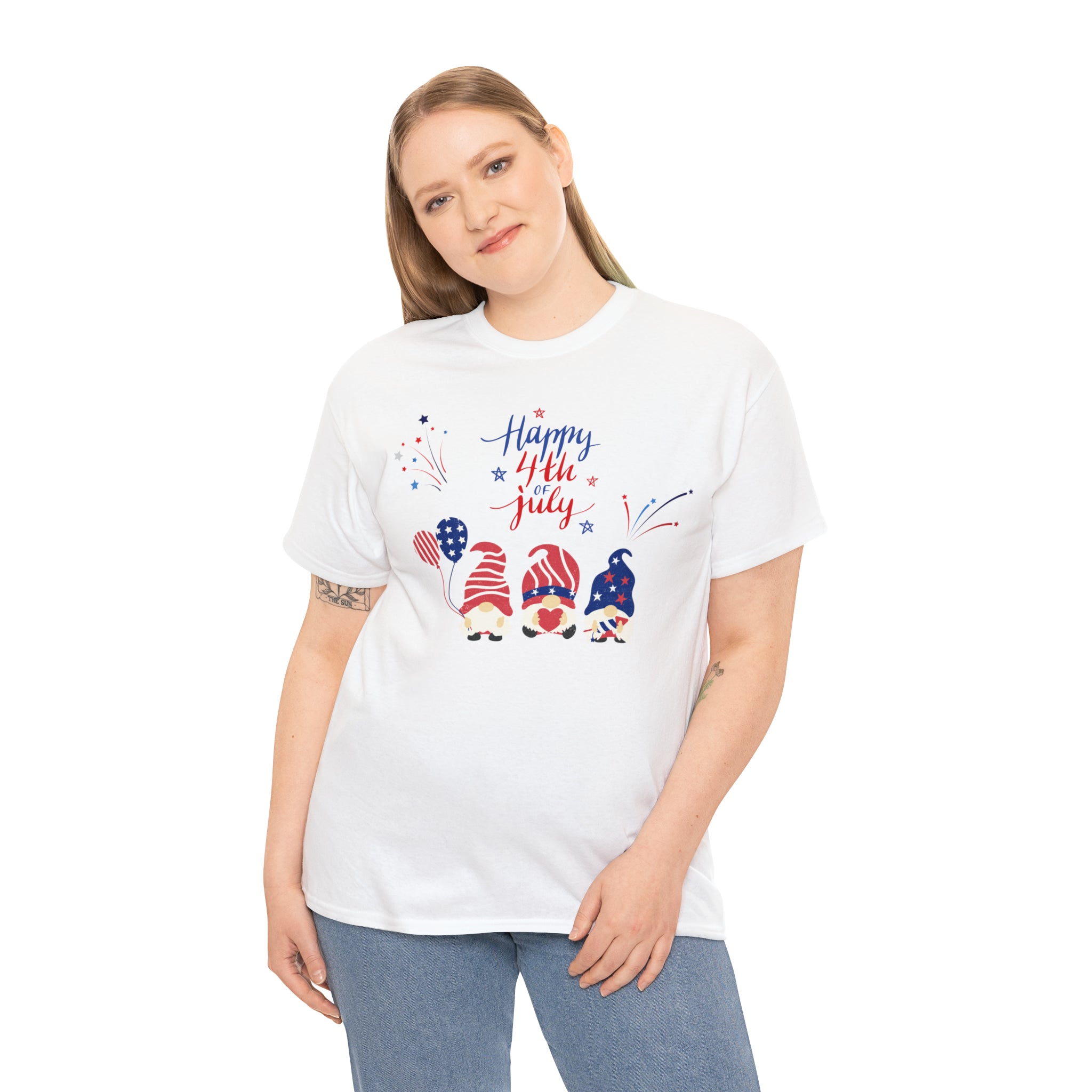 Happy 4th Of July Gnome Unisex Heavy Cotton Tee