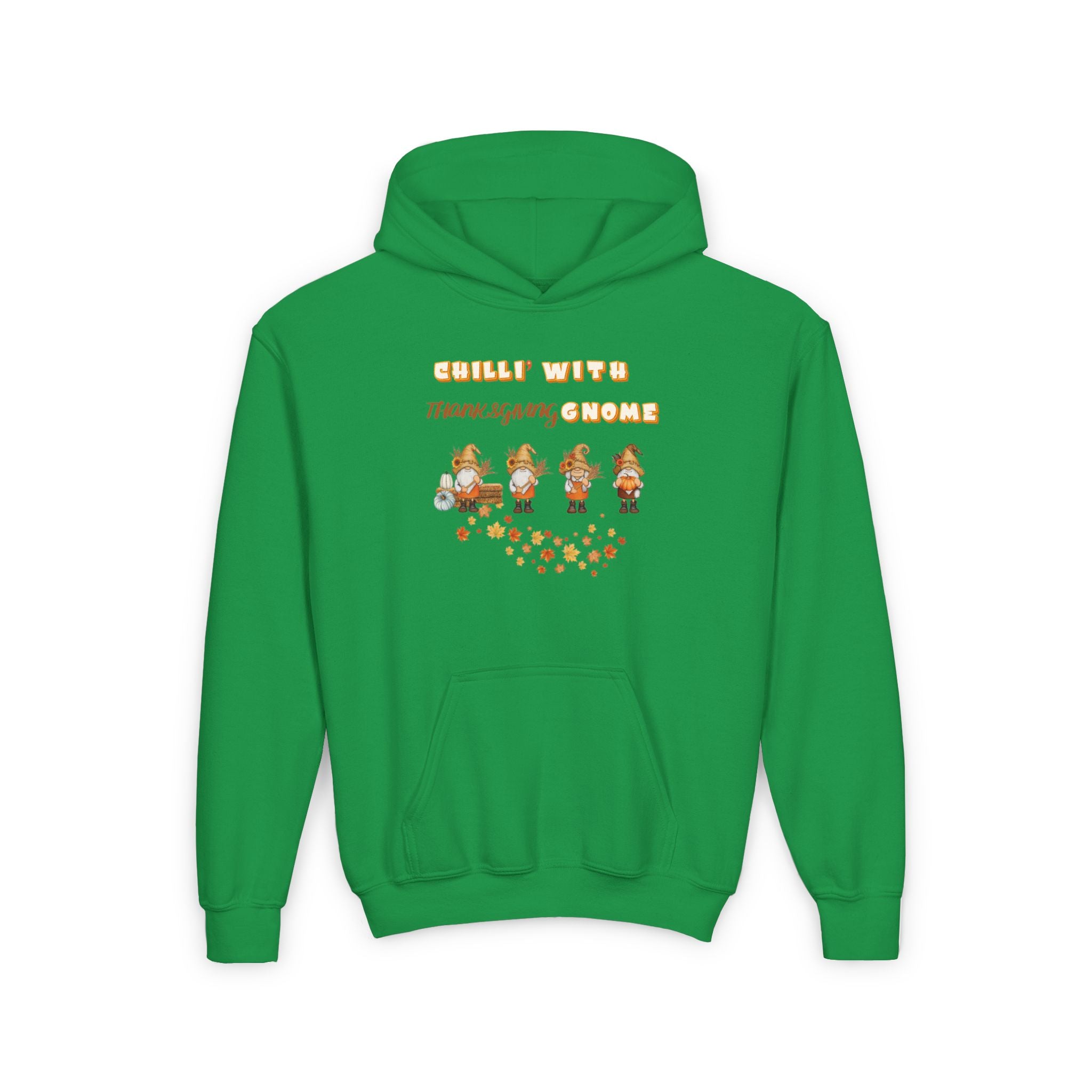 Chilli' With Thanksgiving Gnome Youth Heavy Blend Hooded Sweatshirt