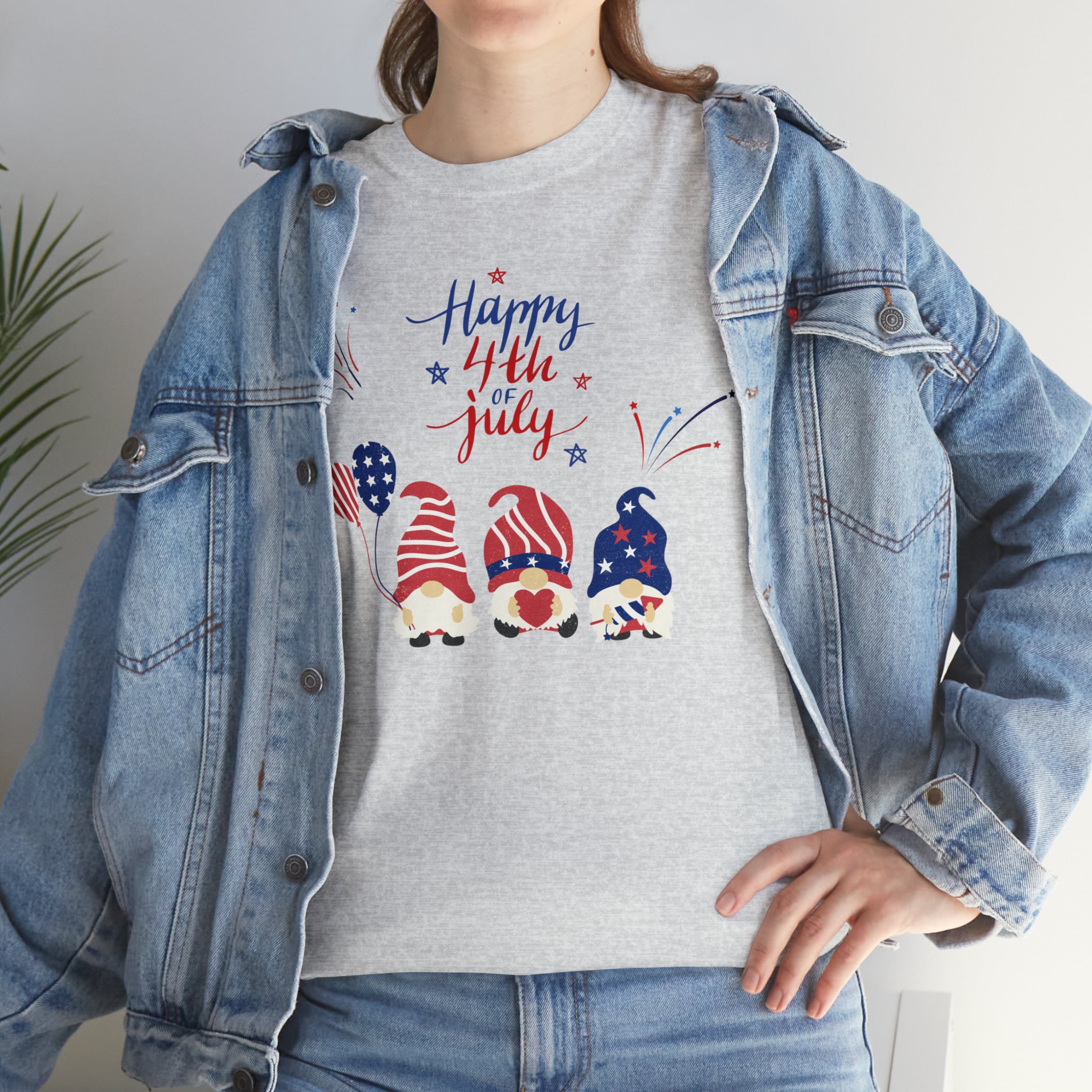 Happy 4th Of July Gnome Unisex Heavy Cotton Tee